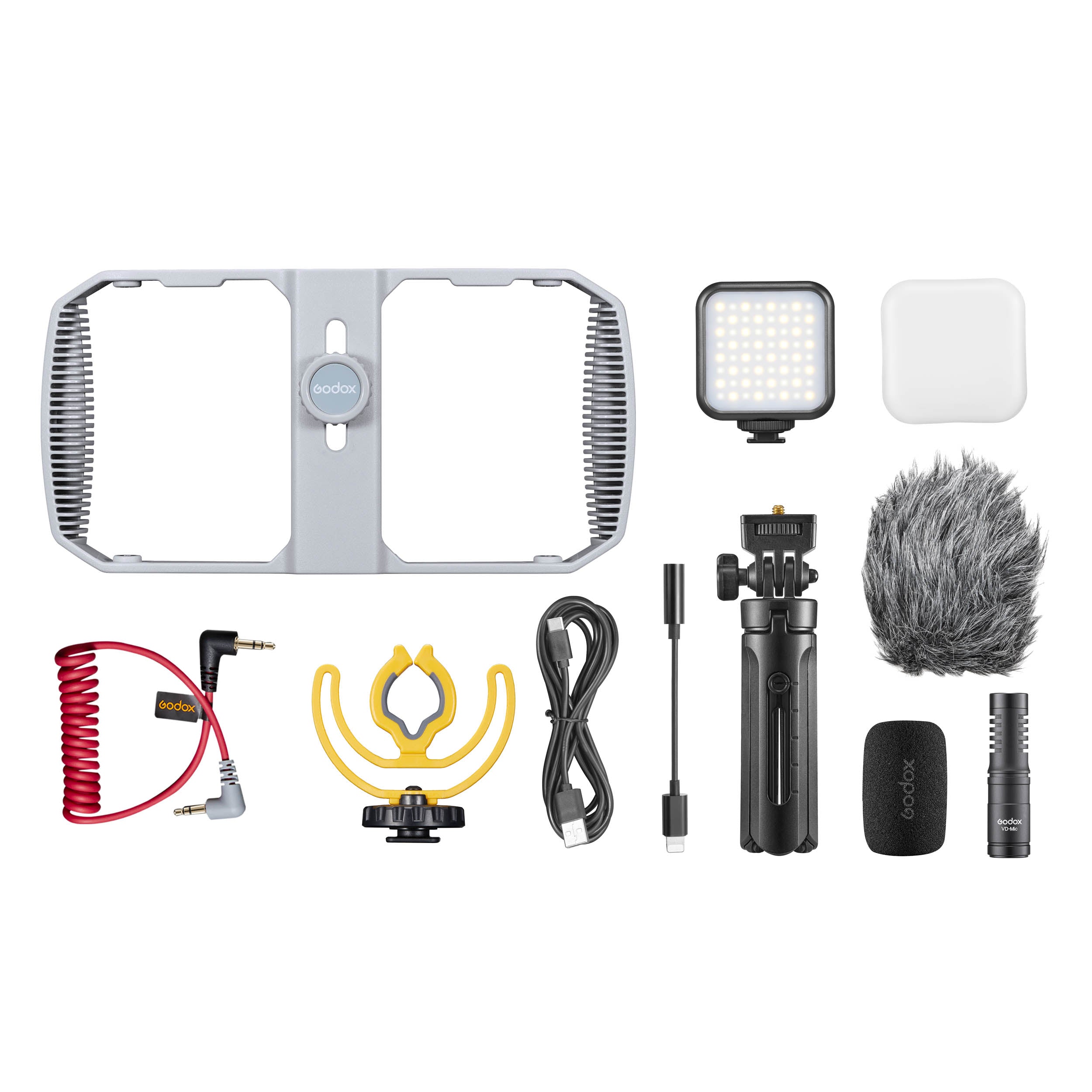 VK1 UC Vlogging Camera Kit for Smartphones - 4K HD Video Recording with Stabilizer, LED Light & Microphone - Perfect for YouTube, TikTok & Travel Vlogging