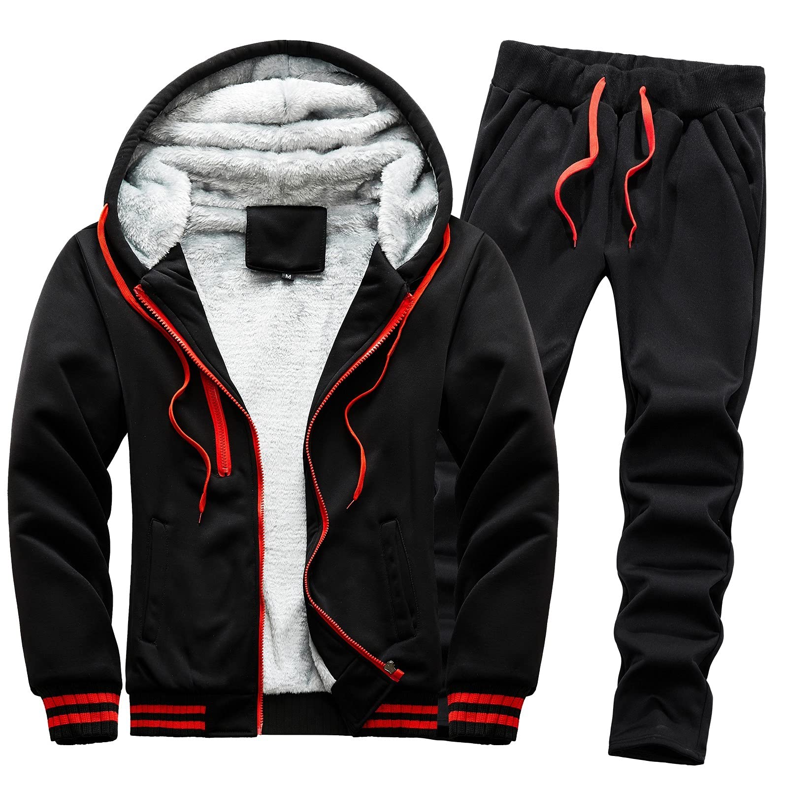 MTENG Men's Full Zip Heavyweight Fleece Hoodie & Jogging Sweatpants Set - Winter Warm Pullover Sweatshirt Outfit for Running, Gym, Casual Wear