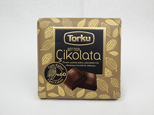 Torku Classic Dark Chocolate Bar 60% Cacao - Premium Turkish Chocolate for Gifting, Baking & Snacking - Single Bar (1 Piece)