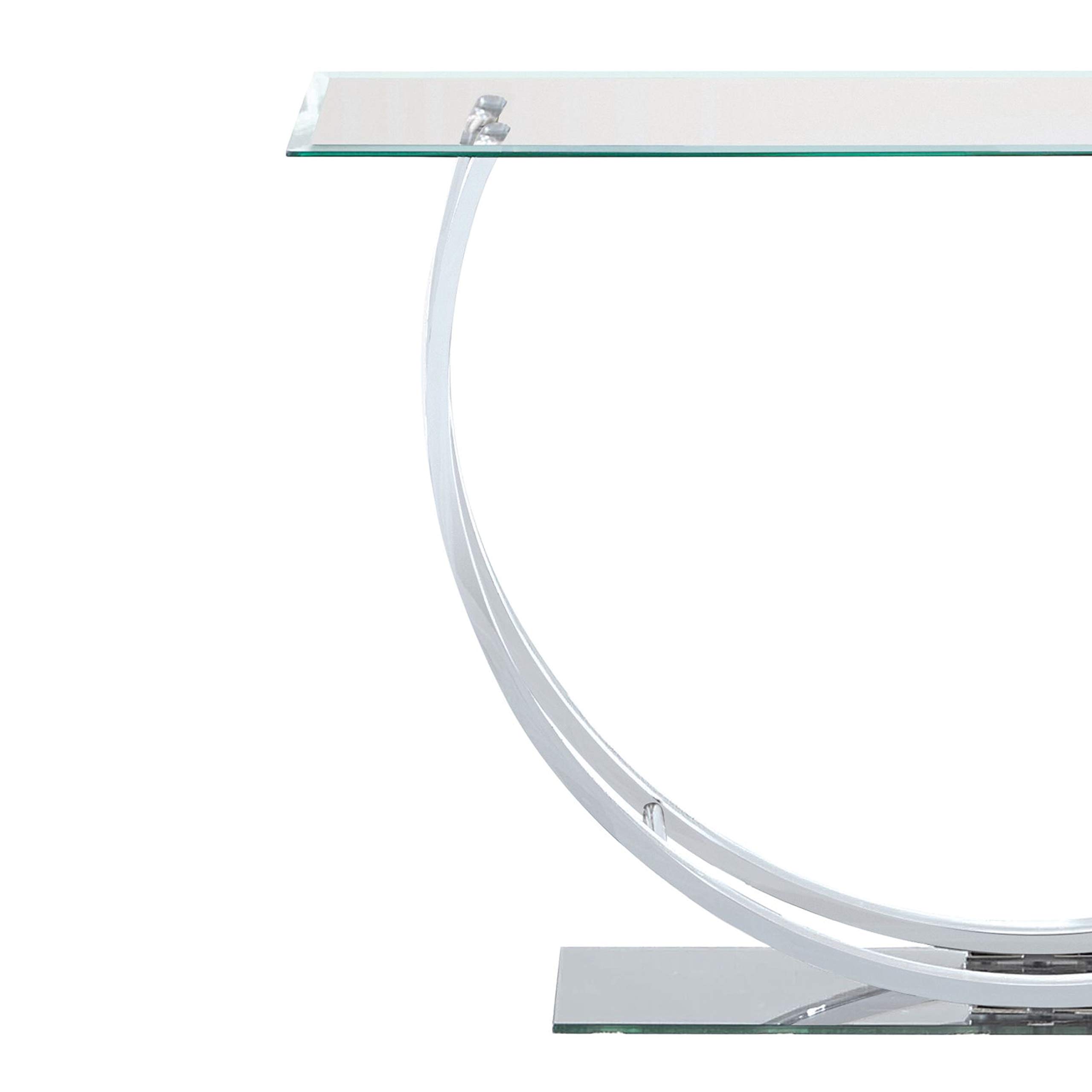 Benjara Contemporary U-Shaped Glass Sofa Table in Silver - Perfect for Living Room, Lounge, or Office Decor