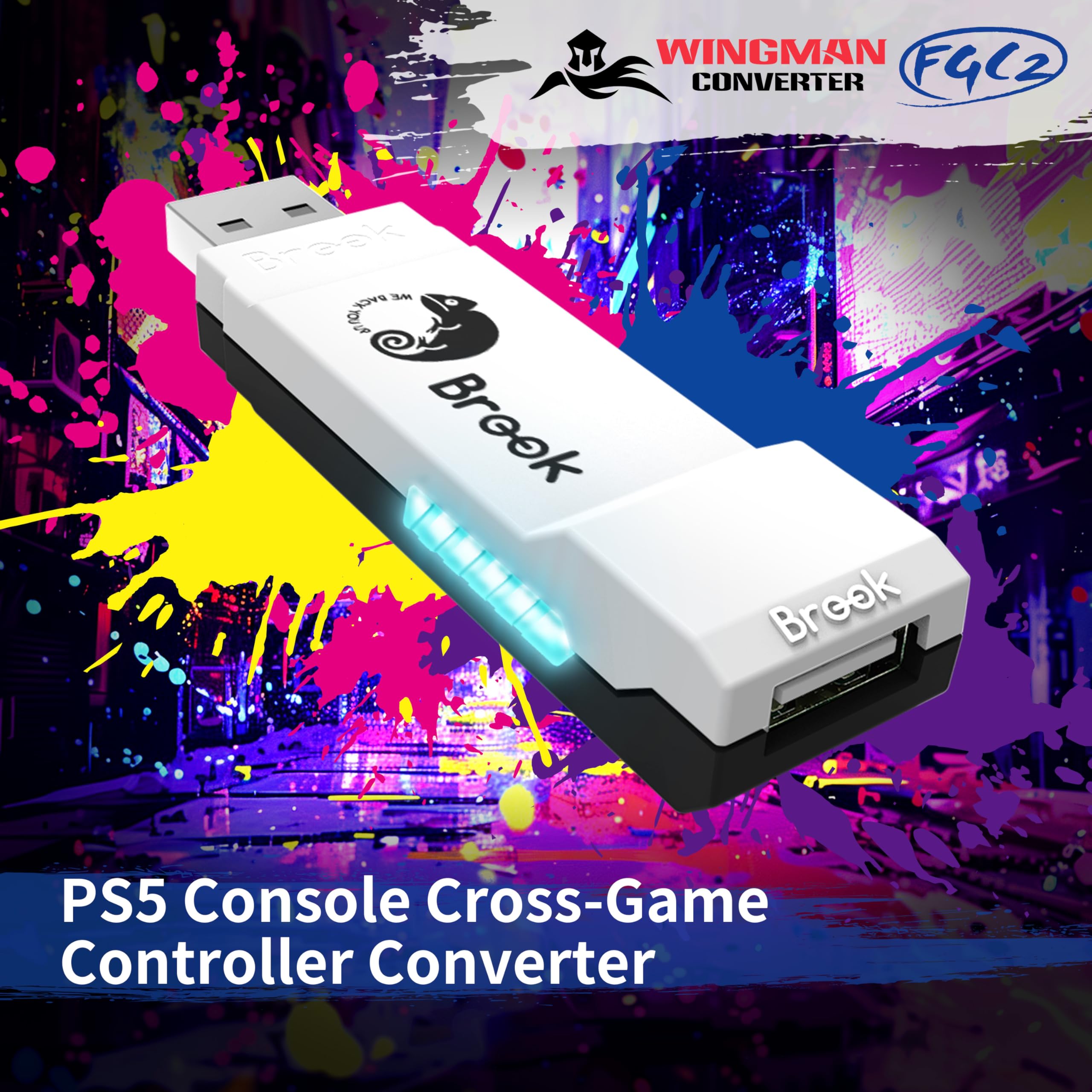 Brook Wingman FGC2 Converter - Arcade Joystick to PS5 & PC Gamepad Adapter | Compatible with All PS5 Games | Perfect for Fighting Games & Esports Tournaments