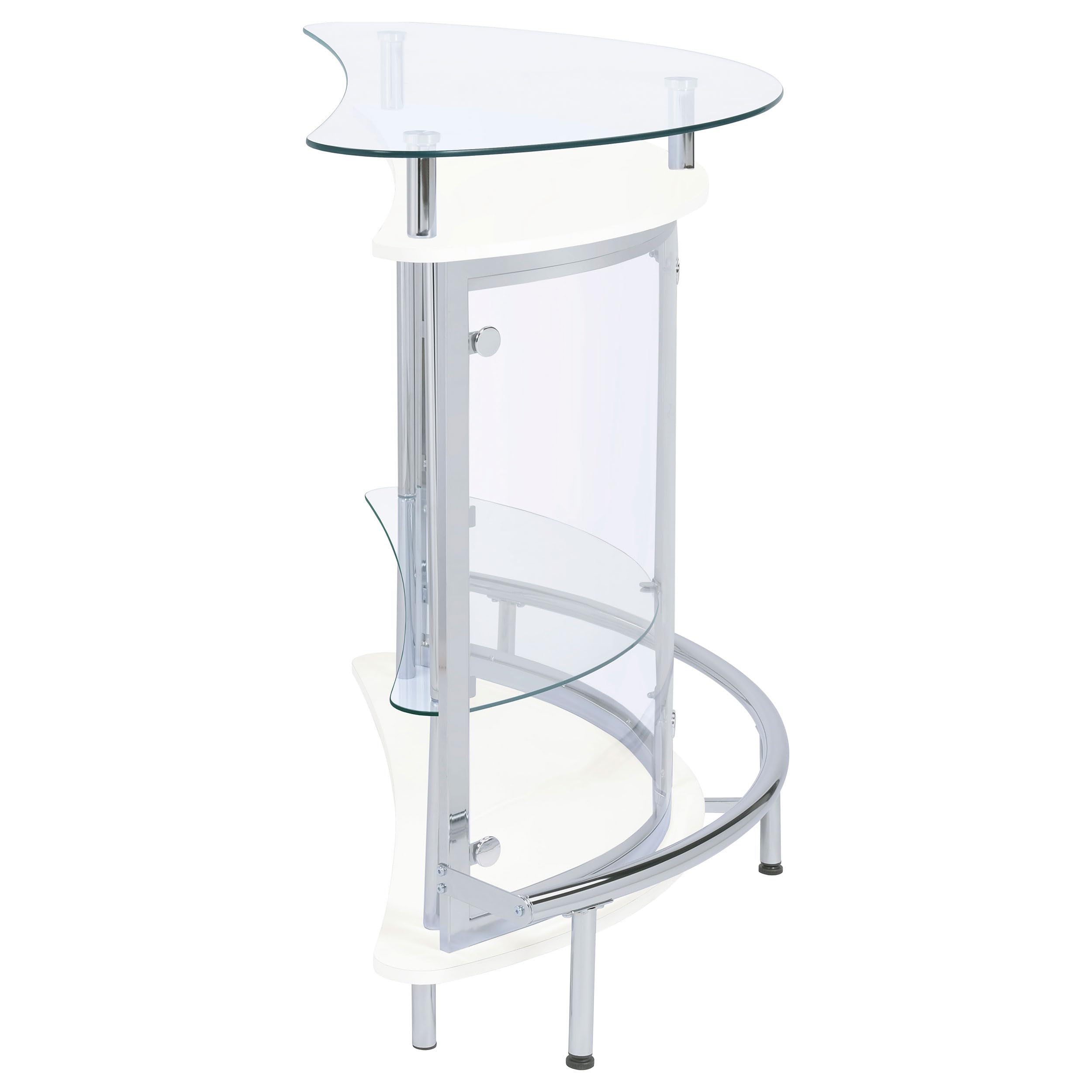 Modern White Freestanding Home Bar Cabinet with Glass Top, 2 Shelves & Wine Glass Rack - Coaster Home Furnishings Amarillo - Perfect for Living Room, Dining Room or Home Bar Setup