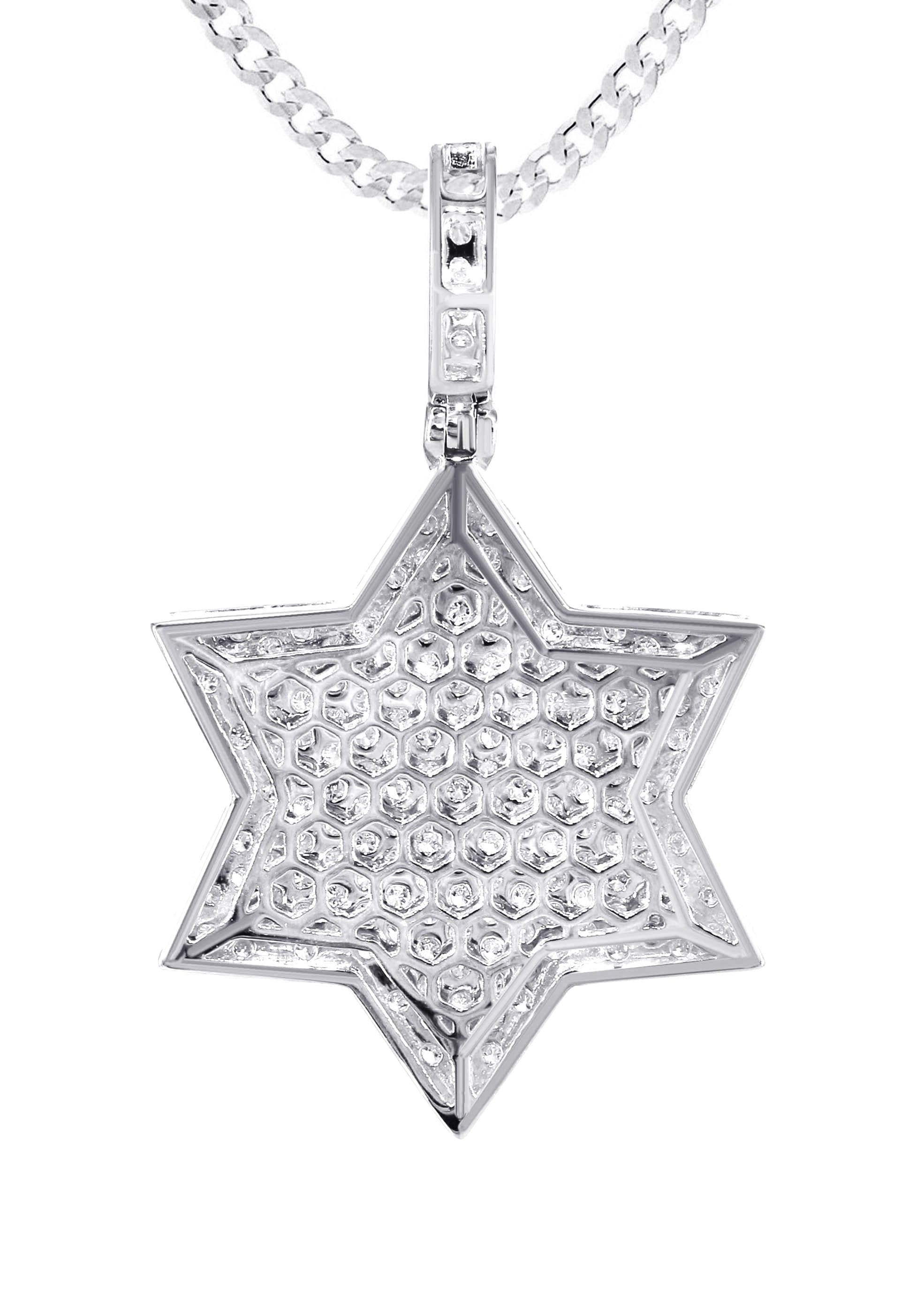 14K White Gold Diamond Star of David Necklace - 1.58 Carat Genuine Diamond Pendant | Elegant Jewish Jewelry Gift for Women, Perfect for Hanukkah, Bar Mitzvah & Special Occasions