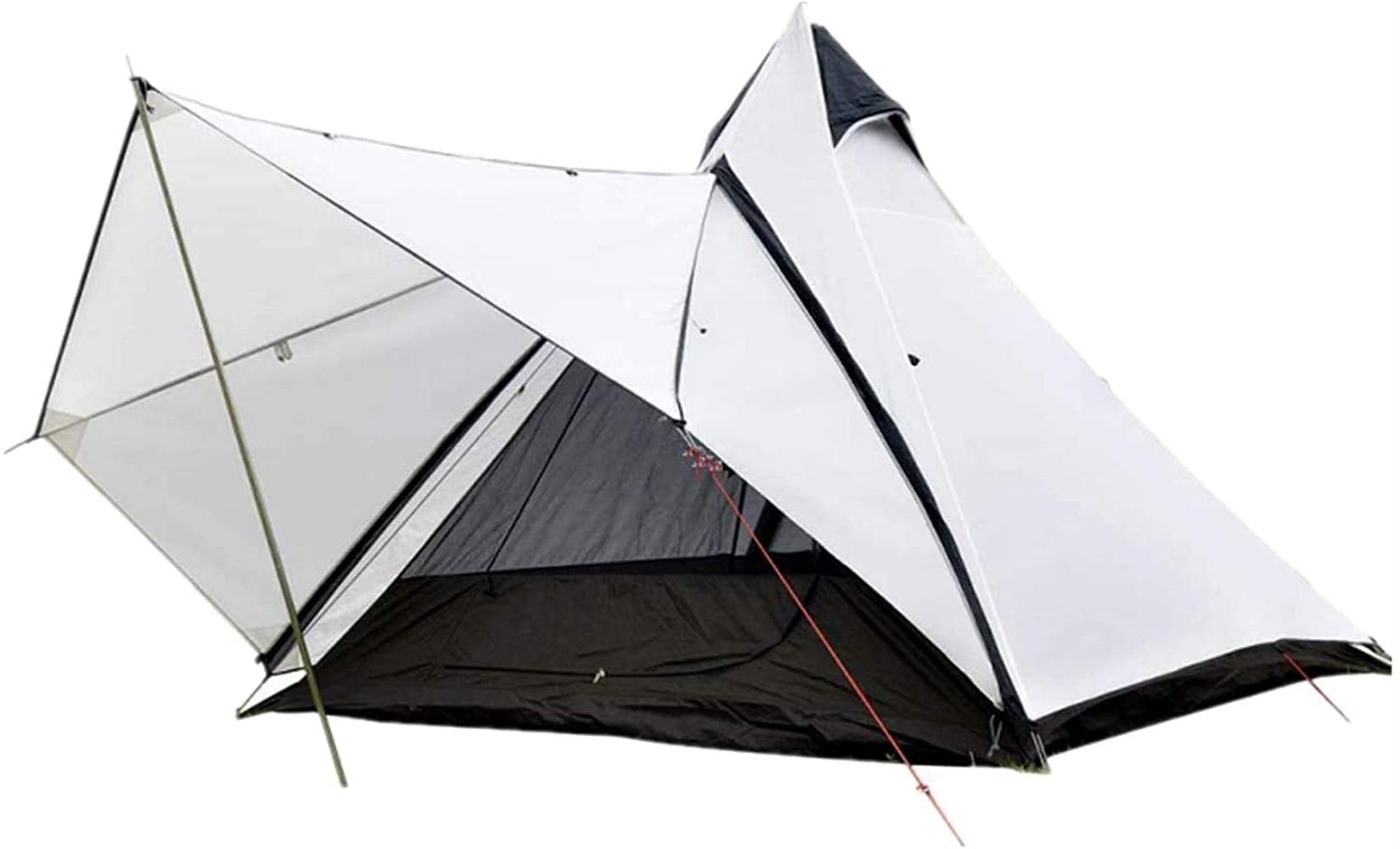 4-Season Waterproof Windproof Double-Layer Camping Tipi Tent with Canopy - Lightweight & Durable for Outdoor Adventures, Hiking, Backpacking (3-4 Person, White) - Perfect for Family Camping Trips & Wilderness Exploration