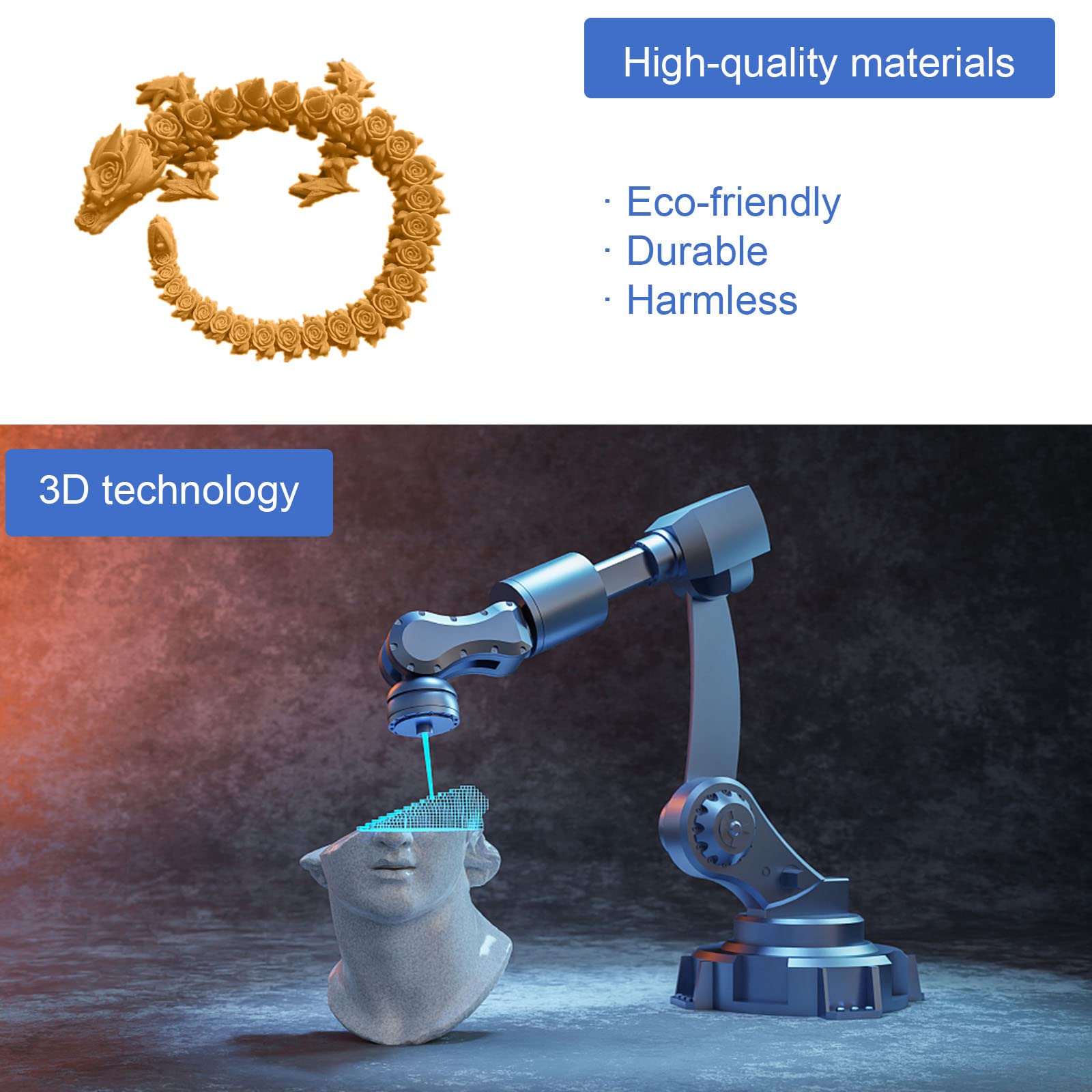 3D Printed Rose Dragon - Rotatable & Poseable Articulated Dragon Toy for Kids & Adults, Anxiety Relief Action Figure (17.7in Yellow) - Perfect for Home Decor, Office Desk Display, and Stress Relief Gifts