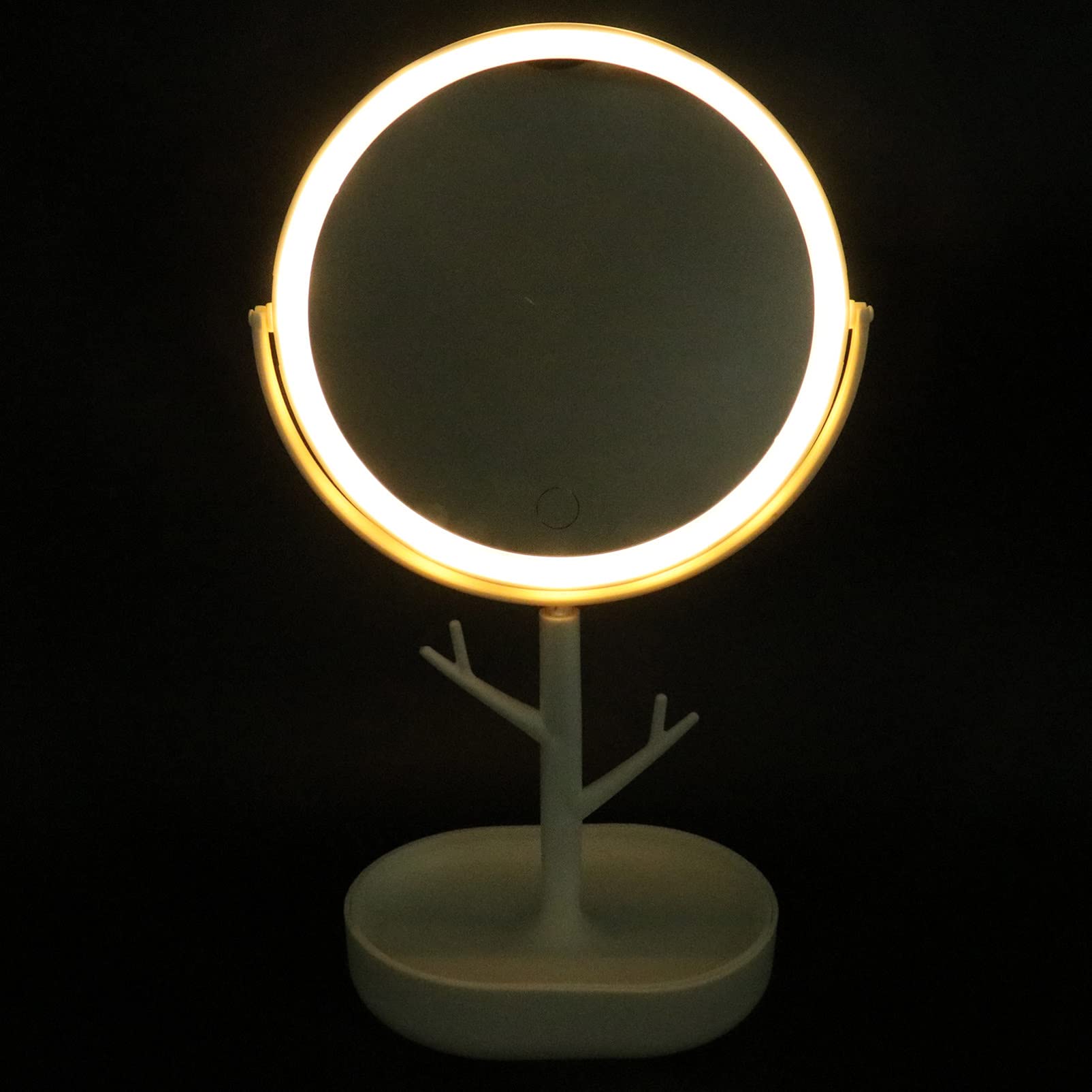 FOMIYES LED Travel Makeup Mirror with Adjustable Lighting - Foldable Portable Vanity Mirror for Home, Bathroom & Travel - Perfect for Makeup Application, Skincare Routine and On-the-Go Touch Ups (White)
