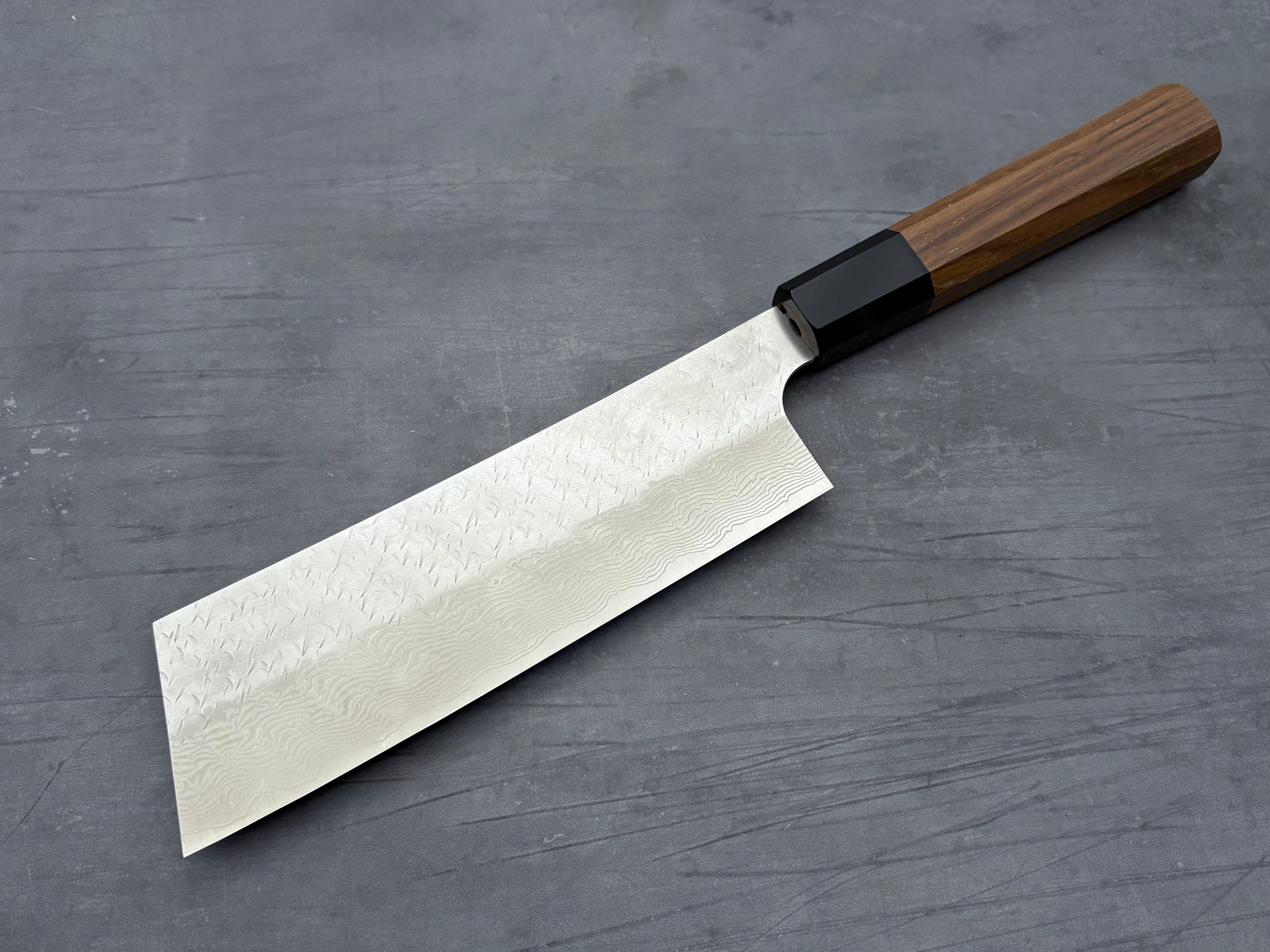 Nigara Hamono SG STRIX Damascus Nakiri Knife - Japanese High Carbon Steel Blade for Professional Chefs & Home Cooking - Perfect for Slicing Vegetables, Herbs & Sushi Prep