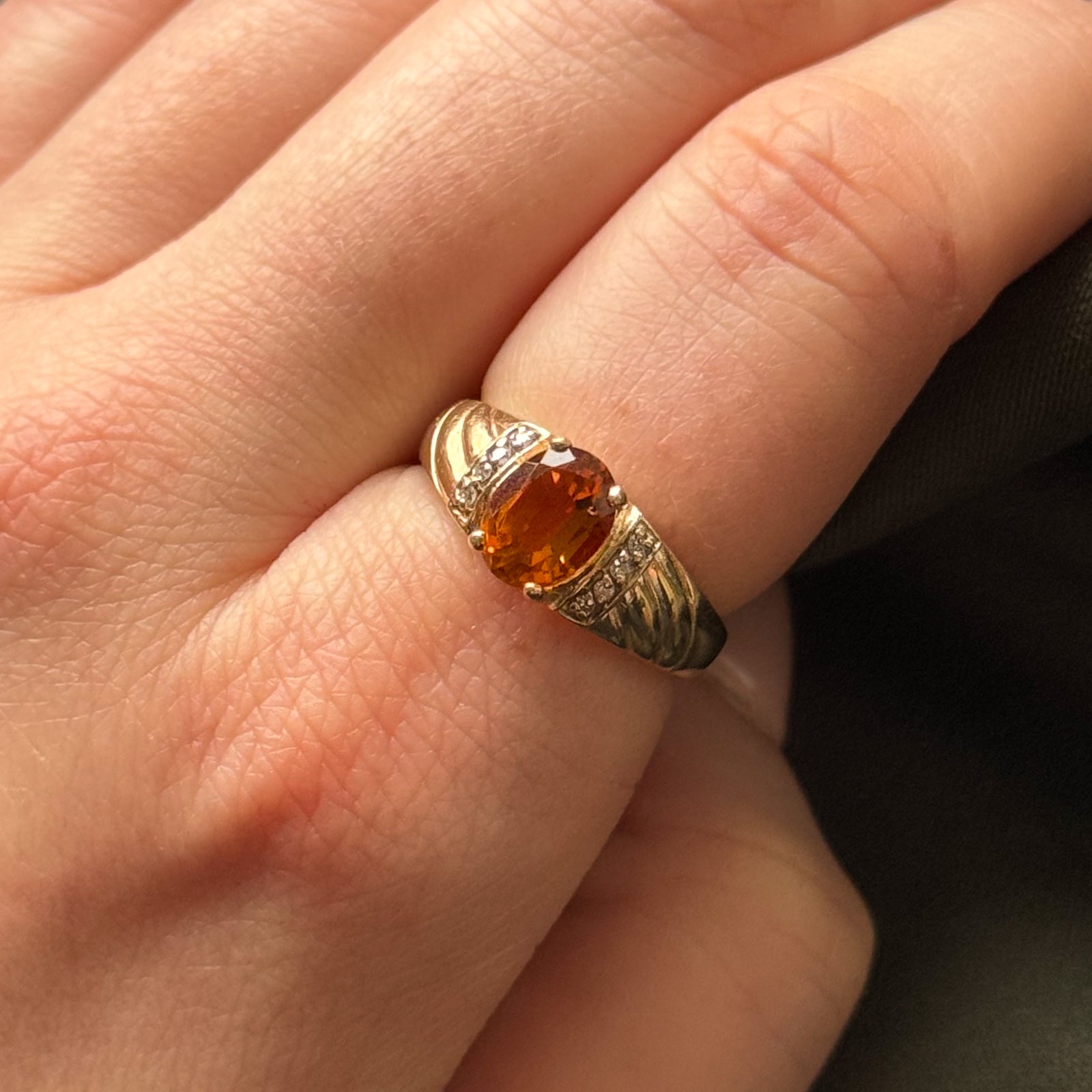 Exquisite Mandarin Citrine & Diamond Ring - 1.00ct Citrine with 0.04ctw Diamonds - Size 6.75 - Elegant Jewelry for Weddings, Anniversaries & Special Occasions