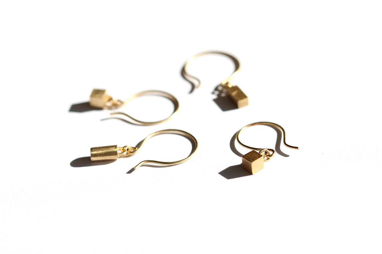 Tiny Cube Gold Earrings - Geometric Minimalist Stud Earrings for Women | Perfect for Everyday Wear, Office & Special Occasions