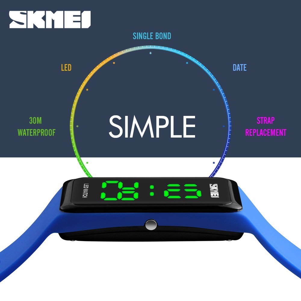 MASTOP LED Digital Sports Watch - Waterproof Unisex Wristwatch for Men & Women - Green LED Display - Perfect for Running, Swimming & Outdoor Activities
