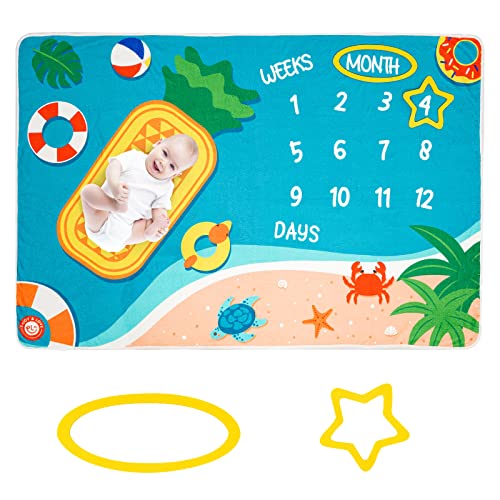 Soft Baby Monthly Milestone Blanket for Boys & Girls - Newborn Photo Prop Blanket for Monthly Pictures - Perfect for Baby Shower Gifts, Nursery Decor & 1st Birthday Photos (Green)