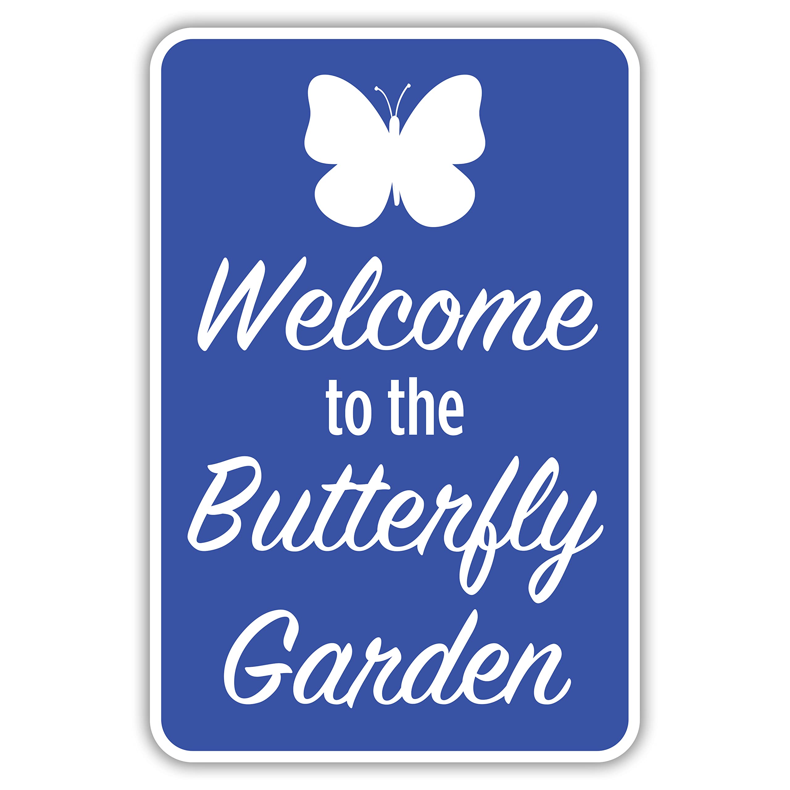Butterfly Garden Welcome Sign - 7x10 Inch Aluminum Metal Sign for Outdoor Decor, Garden Art, Home Entryway - Perfect for Patio, Yard, and Front Porch Decoration