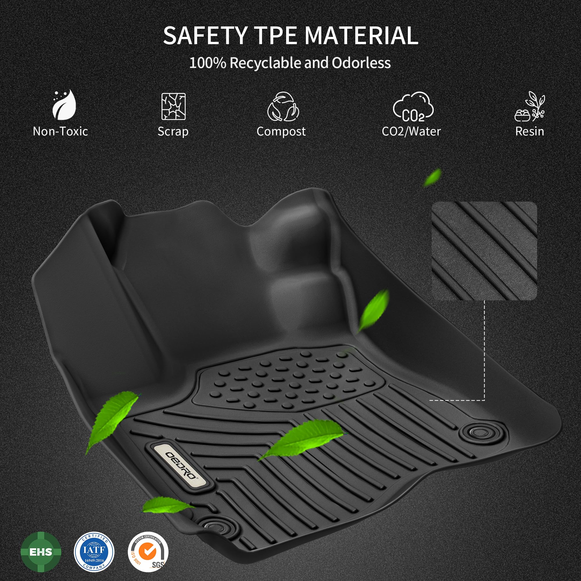 OEDRO Custom Fit All-Weather Floor Mats for 2014-2019 Mercedes Benz CLA-Class & 2015-2020 GLA-Class | TPE Rubber Front & Rear 2 Row Liners | Waterproof, Durable Car Mats for Winter, Rain & Mud Protection | Perfect for Daily Commute, Road Trips & Off-Road Adventures