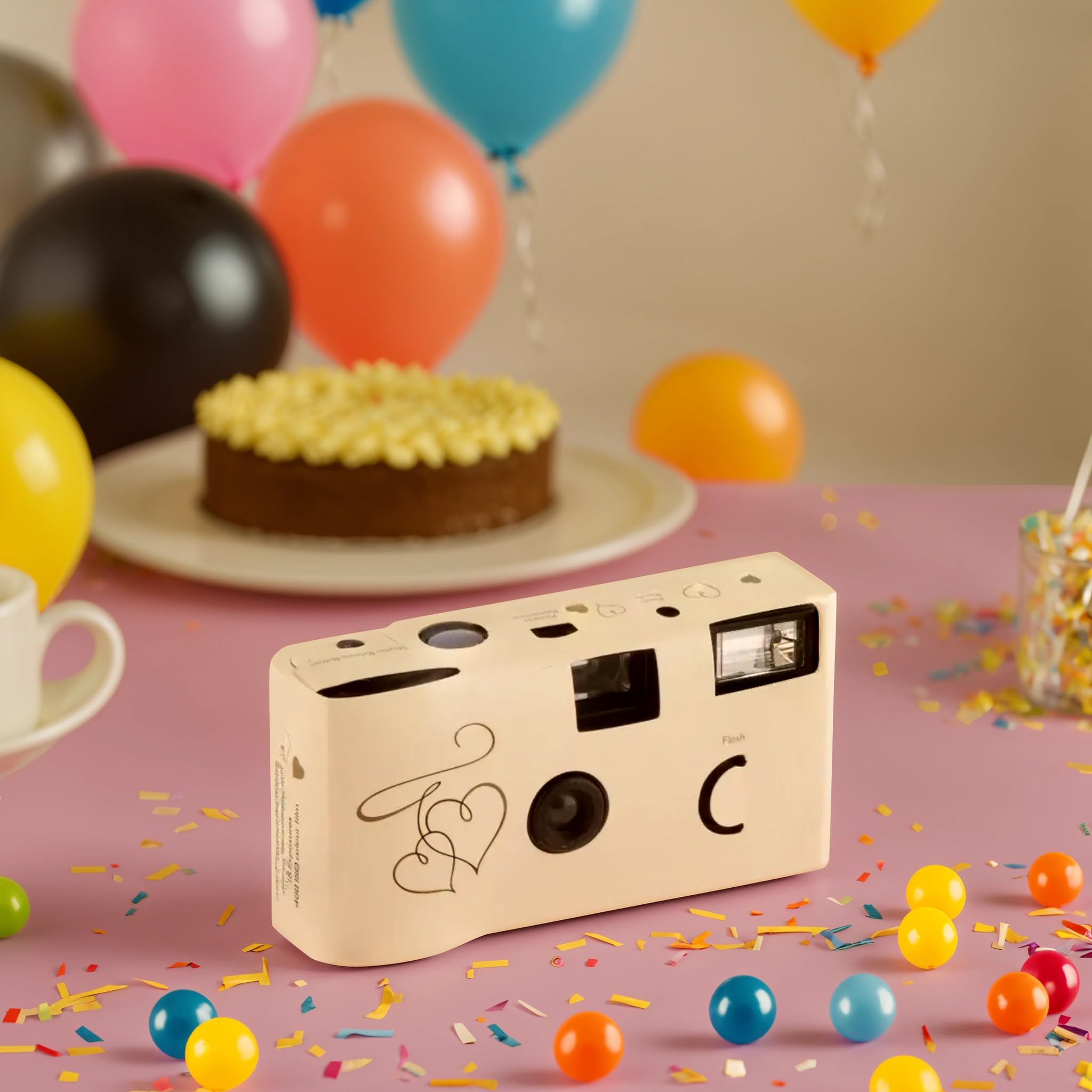 Weddingstar Disposable 35mm Film Camera with Flash - 10 Pack Single Use Wedding & Party Favors - Gold Enchanted Hearts Design - Perfect for Wedding Receptions, Bridal Showers & Birthday Parties