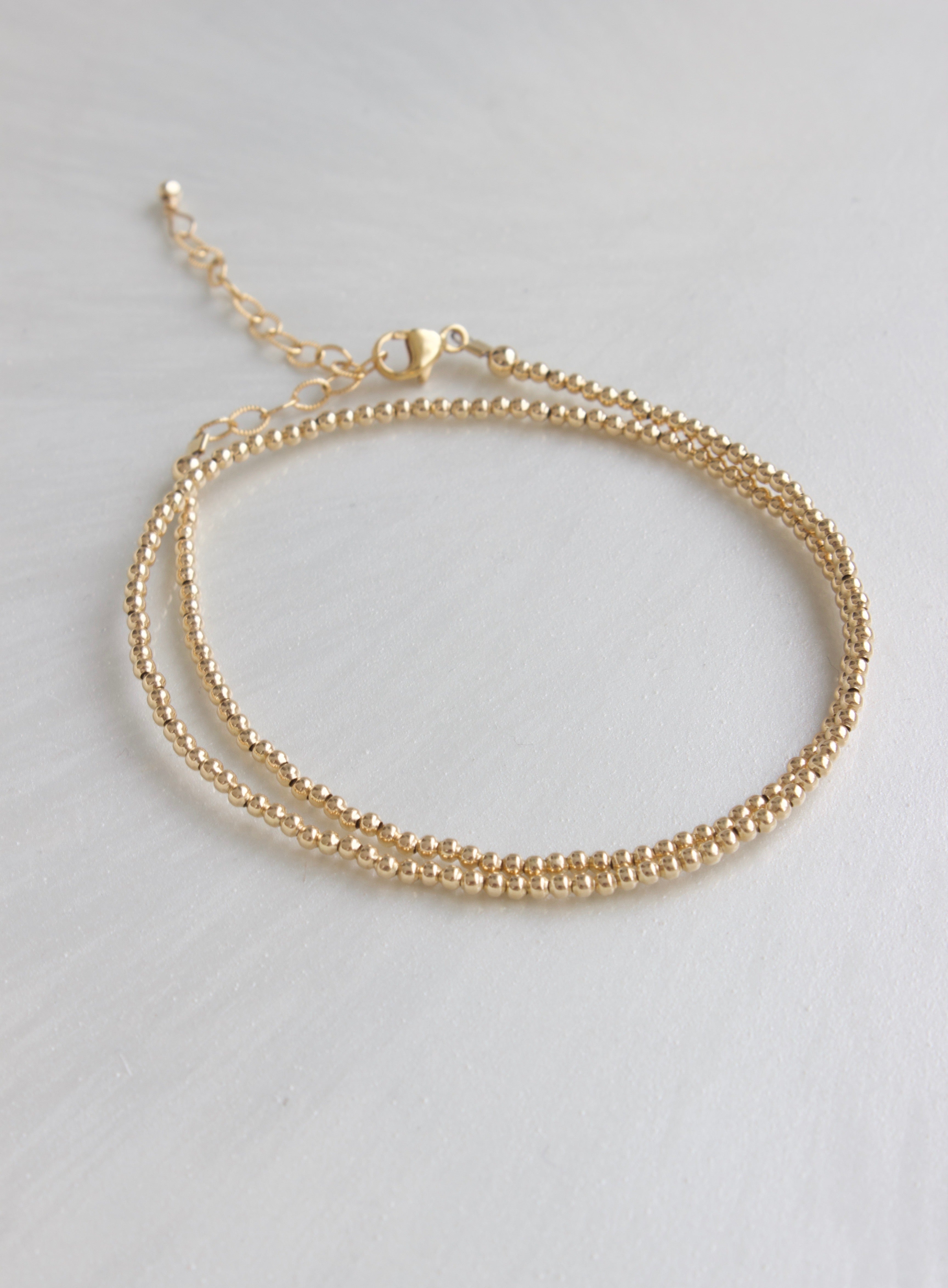 14K Gold Filled Double Wrap Bracelet for Women - Elegant Stackable Bangle for Everyday Wear & Layering Jewelry