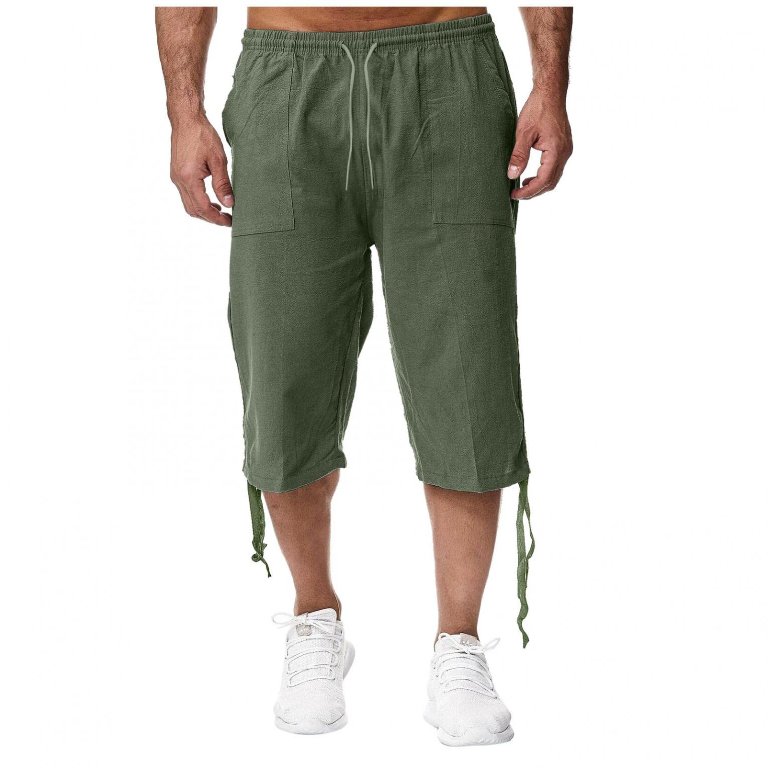 **Men's 7 Inch Inseam Gym Shorts - Athletic Workout & Training Shorts with Elastic Waist & Drawstring - Breathable Linen Casual Shorts for Running, Basketball & Outdoor Activities**