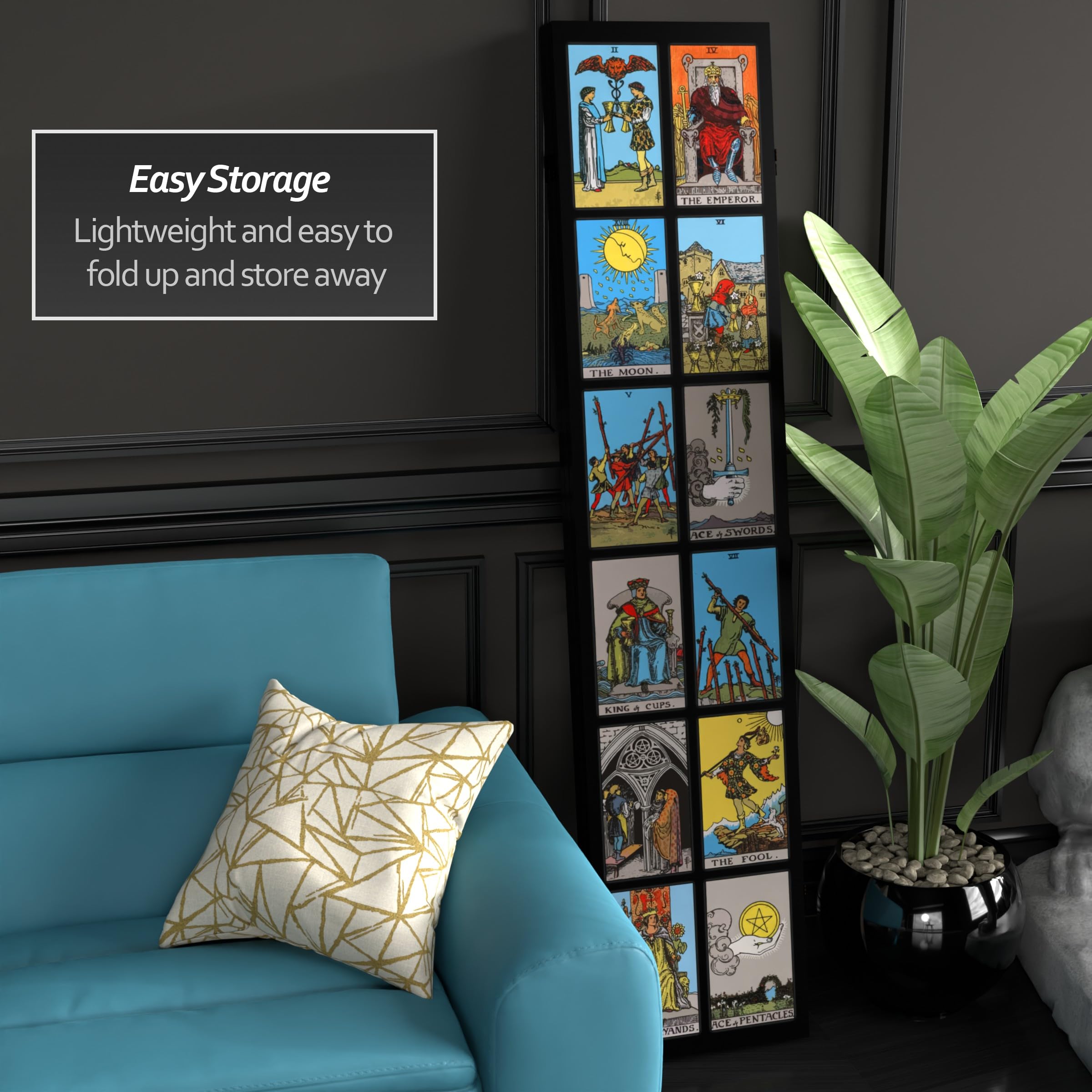 6 ft. Tall Double Sided Rider-Waite Tarot Canvas Room Divider - Hand-Painted Tarot Card Room Partition for Home Decor, Meditation Space & Privacy Screen - Perfect for Bedrooms, Yoga Studios & Spiritual Retreats
