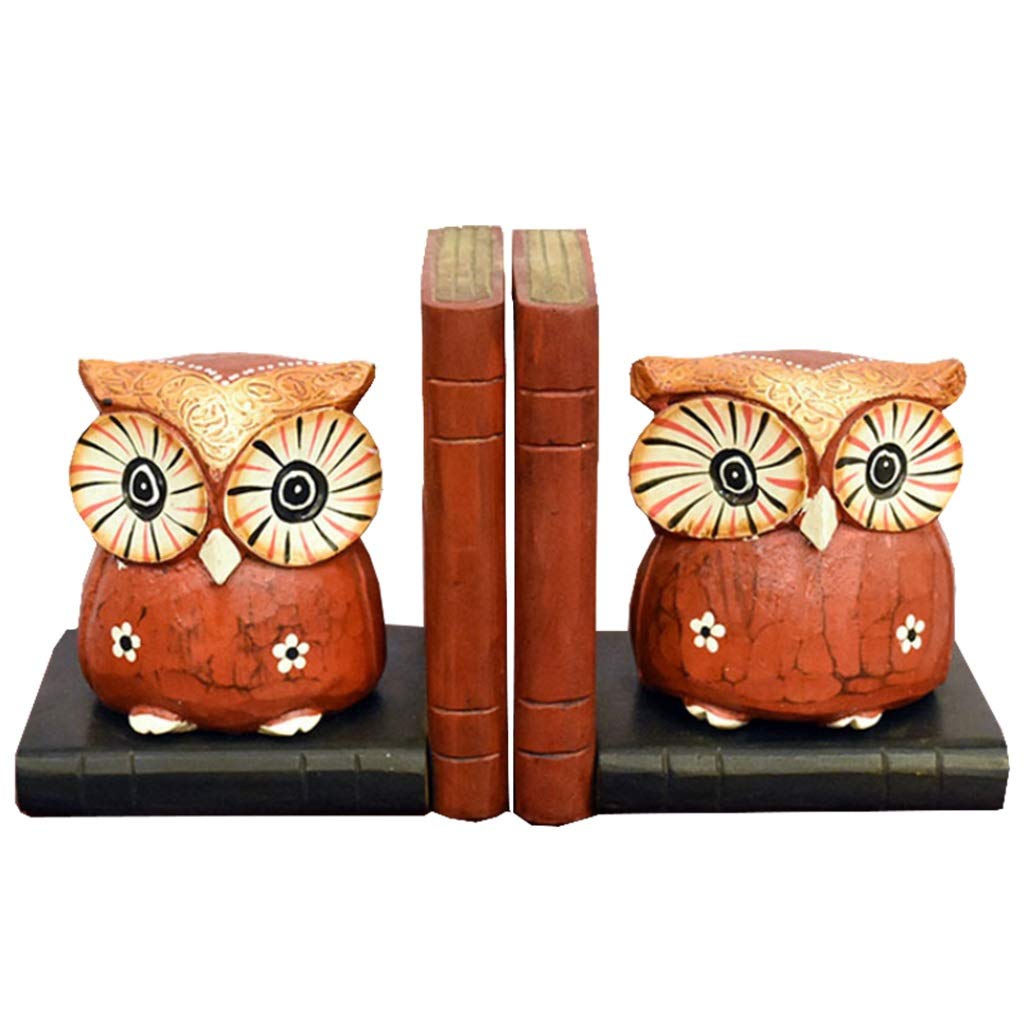 Creative Solid Wood Owl Bookends - Heavy Duty Decorative Book Holder for Home Office & Study Room - Dark Brown Pair - Perfect for Bookshelves, Desks & Gift Giving