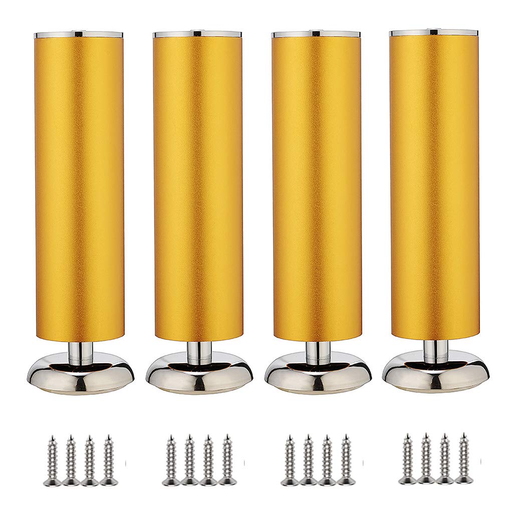 Adjustable Aluminum Alloy Furniture Legs - 4 Pack Gold Cabinet Feet for Kitchen, TV Stand, Sofa & Bed - Heavy Duty Home Decor Support Legs for Tables, Desks & Worktops