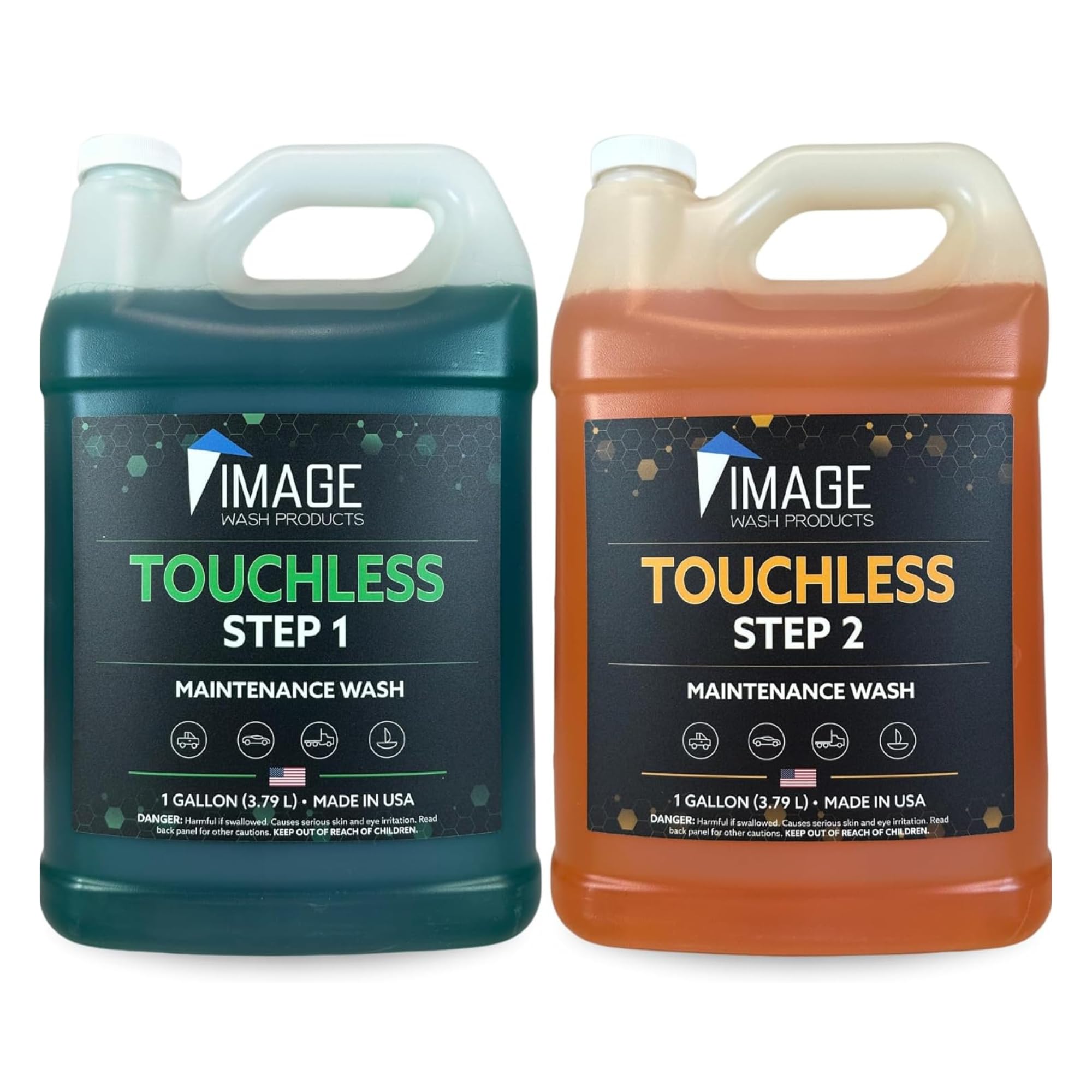 Image Wash Products® Touchless Car Wash Soap - No Scrub 2-Step Truck Wash, High Foaming Biodegradable Car Detergent, Safe for Polished Aluminum & Ceramic Coatings (2 Gallons Kit) - Perfect for RV, Boat & Fleet Vehicle Washing