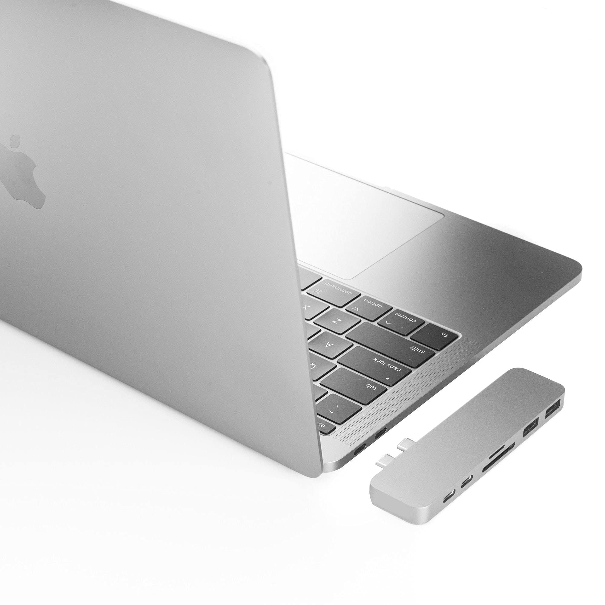 FC Physics USB C Hub for MacBook Pro - 7-in-1 Multiport Adapter with 2 USB 3.0 Ports, SD/TF Card Reader, 2 Thunderbolt 3 USB-C Ports (100W PD), Space Gray - Perfect for Work, Travel & Home Office Connectivity
