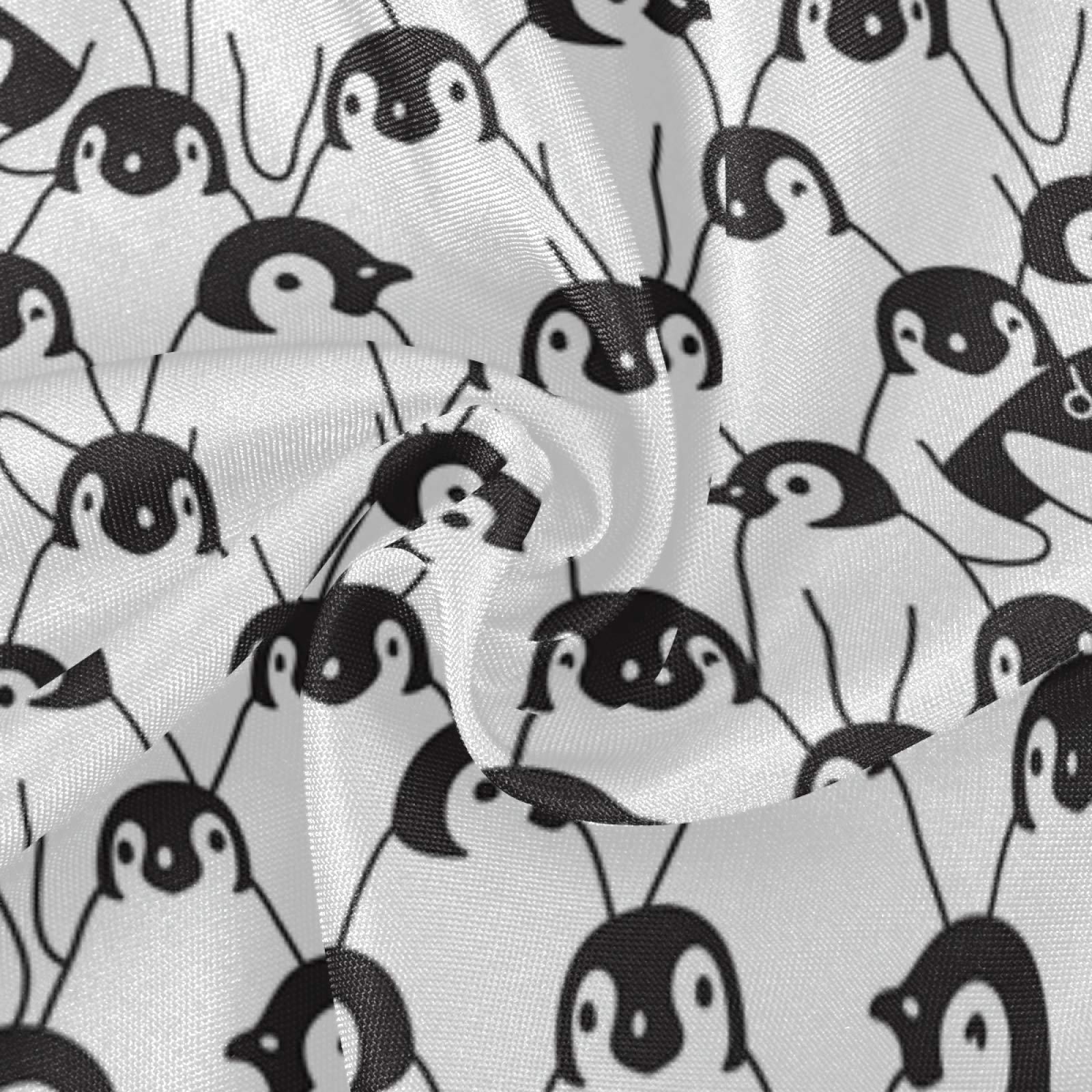 Winter Penguin Round Tablecloth - 60 Inch White & Black Animal Print Polyester with Lace Trim for Party, Dinner Table Decor | Perfect for Holiday Gatherings, Christmas Celebrations & Themed Events