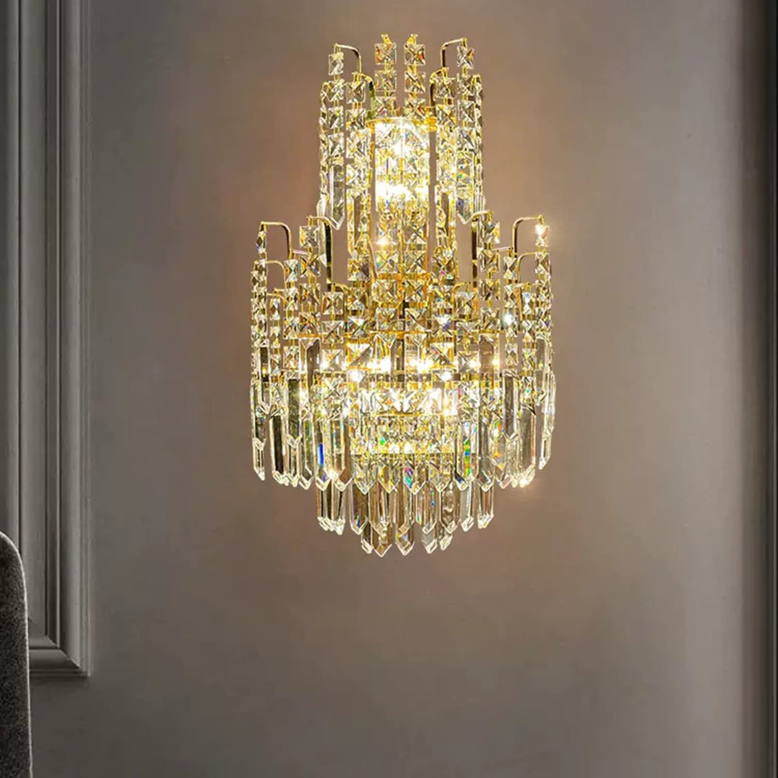 Luxury Crystal Wall Lamp - Elegant TV Background Light for Living Room & Corridor, Modern Wall Sconce Lighting Fixture | Perfect for Home Decor, Bedroom, Hallway & Hotel Ambiance