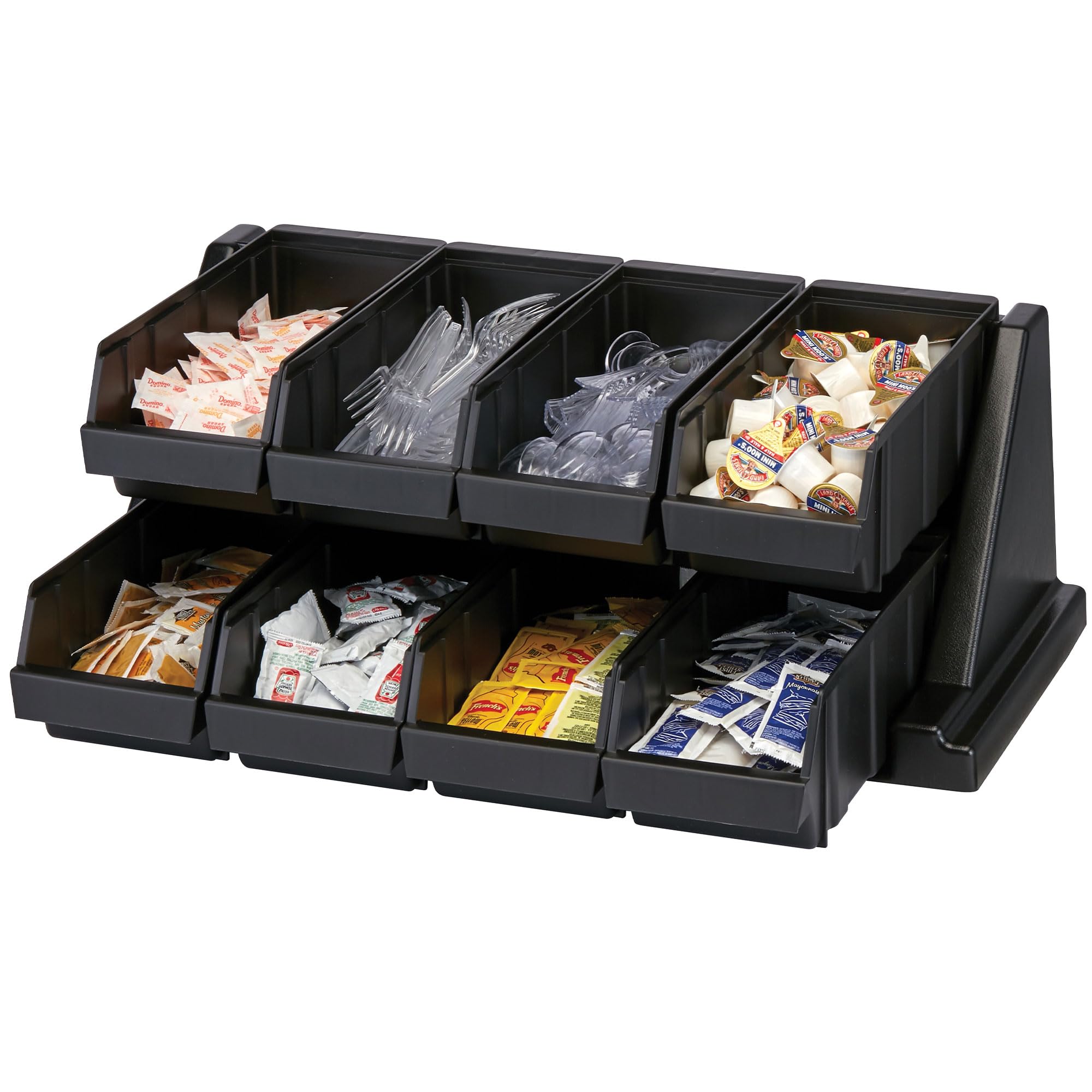 Cambro Versa Self Serve Condiment Bin - 8 Compartment Storage Organizer for Food & Coffee Condiments (Black) | Perfect for Restaurants, Cafes & Buffet Stations