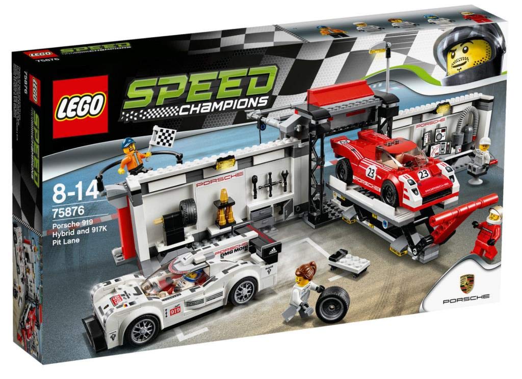 LEGO Speed Champions Porsche 919 Hybrid & 917K Pit Lane Building Set 75876 – Race Car Model Kit for Kids & Adults, Perfect for Display & Play
