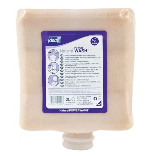 Deb Natural Power Wash Hand 2 Litre Heavy Duty Cleanser - Organic Plant-Based Hand Soap for Kitchen, Bathroom & Outdoor Use - Tough on Grease, Gentle on Skin