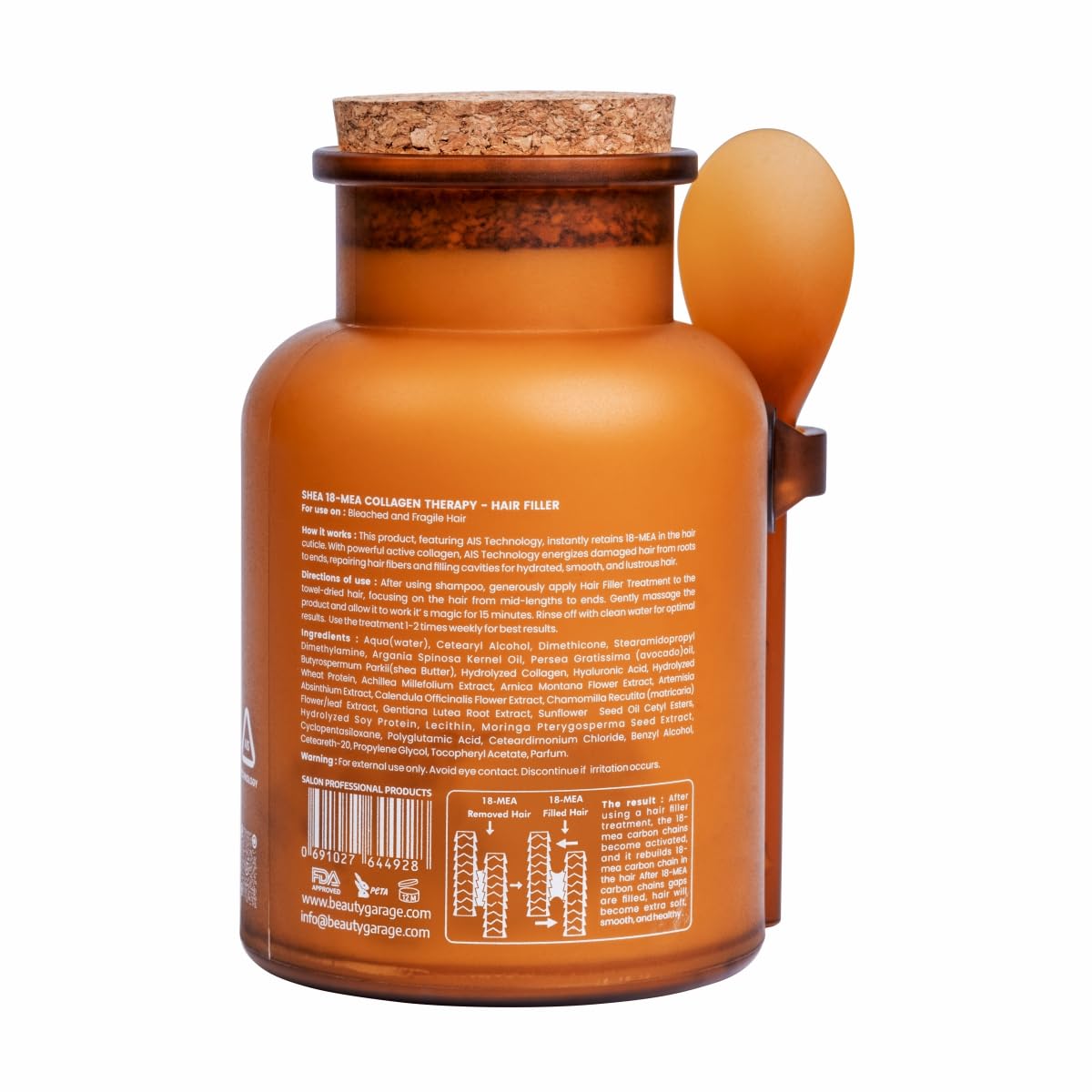 Beauty Garage Shea 18-MEA Collagen Therapy Hair Filler Treatment 500ml - Deep Conditioning Hair Mask for Damaged Hair - Repair Dry, Frizzy Hair with Natural Shea Butter & Collagen - Salon Quality At-Home Treatment (1 Count) - Perfect for Color-Treated, Chemically Processed or Heat-Damaged Hair