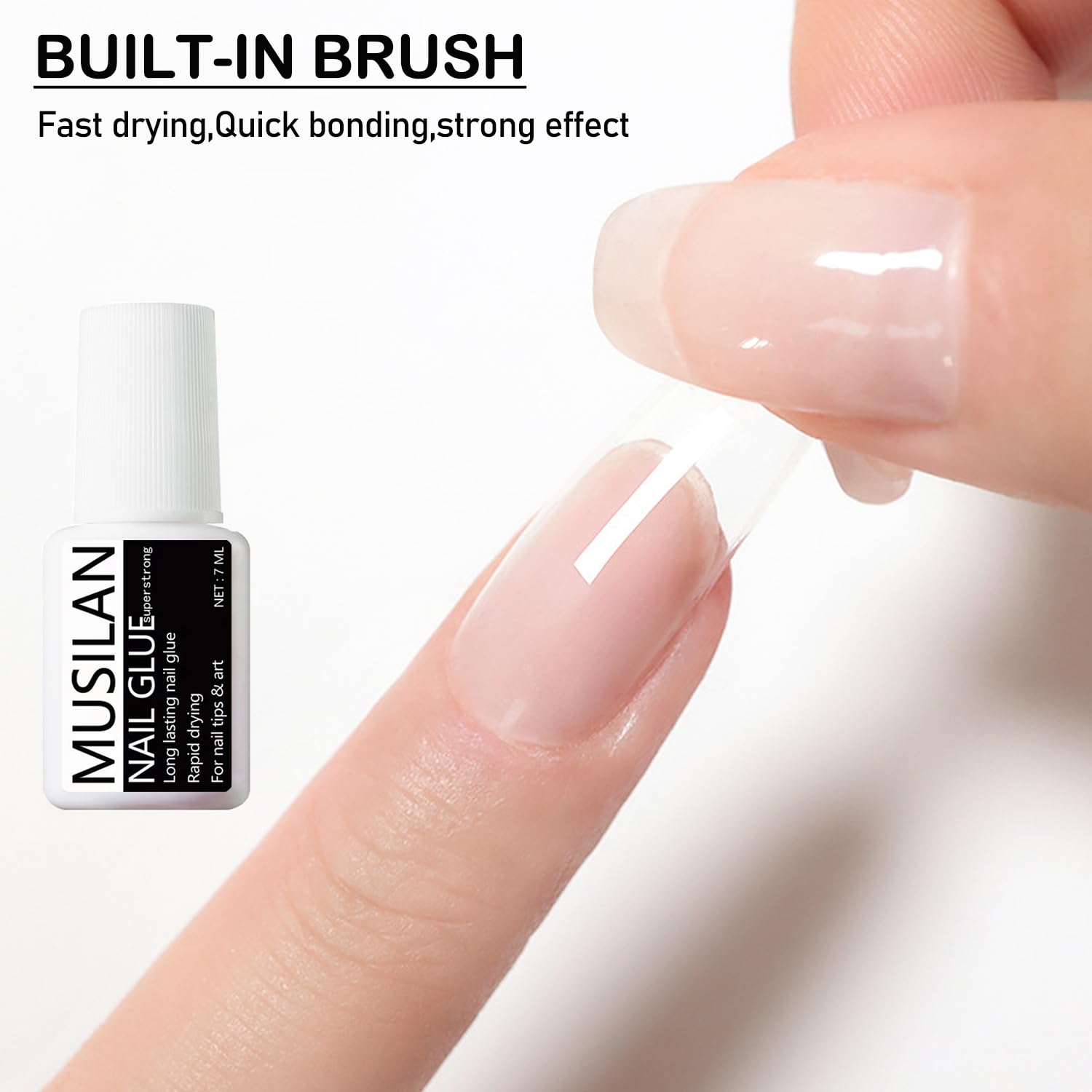 Professional Brush-On Nail Glue for Press-On & Acrylic Nails - Super Strong Adhesive with Precision Brush - Perfect for Salon, DIY Manicures & False Nail Tips Application