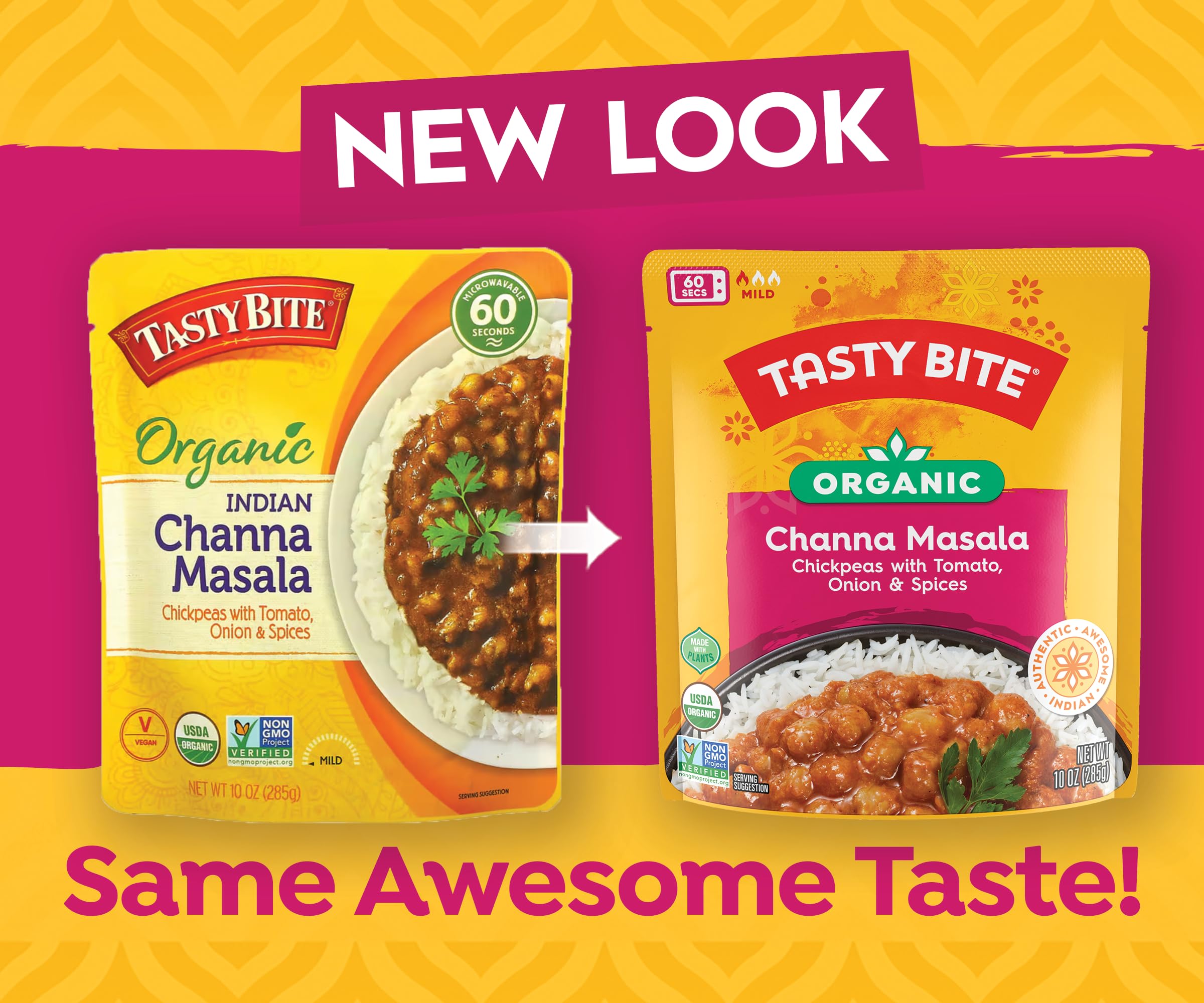 Tasty Bite Organic Channa Masala - 10oz Ready-to-Eat Indian Curry | Vegan, Gluten-Free & Microwavable Meal | Perfect for Quick Lunches, Camping & Emergency Food Supplies