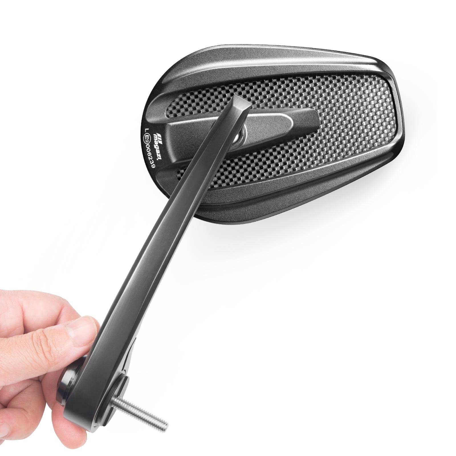 KiWAV Black Carbon Fiber Motorcycle Bar End Mirrors - Compatible with Royal Enfield Interceptor 650 - Durable & Stylish for Urban Commuting & Long Rides