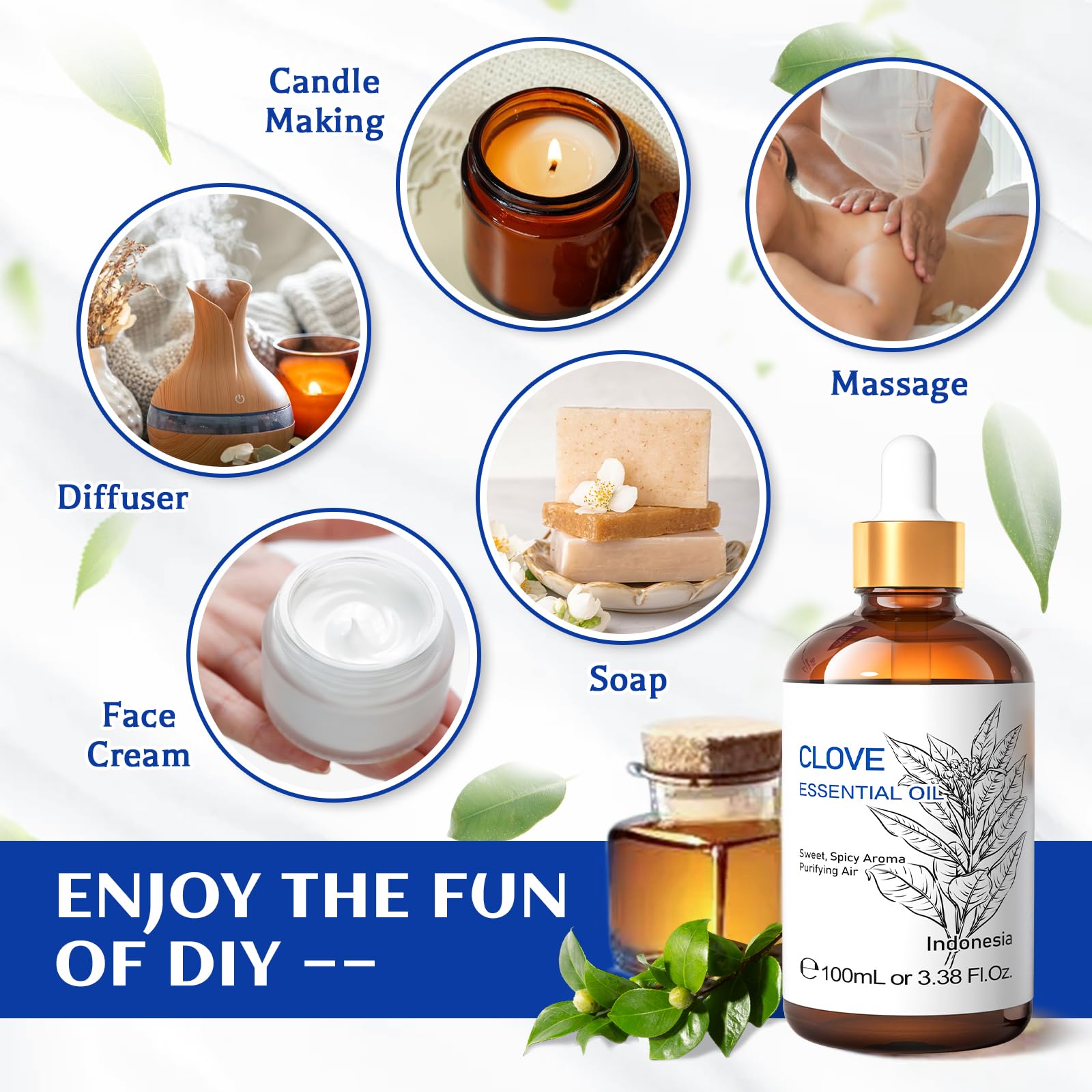 100% Pure Natural Clove Oil for Teeth & Gums Relief - 100ml (3.38 Fl Oz) Dental Pain Spray - Aromatherapy Essential Oil for Toothache, Oral Care & Relaxation - Perfect for Home Remedies & Spa Treatments