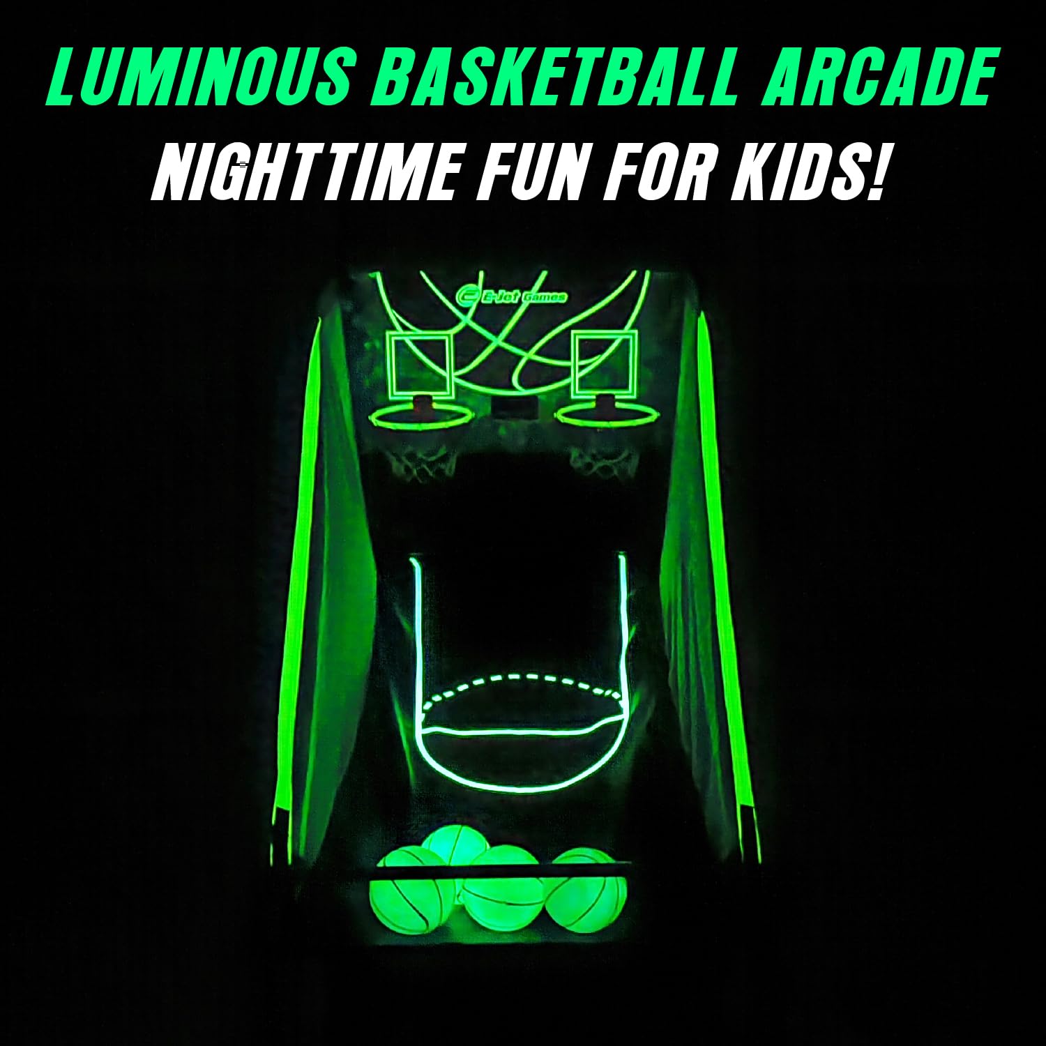 Glow in The Dark Basketball Arcade Game - LED Light Up Foldable Basketball Hoop for Kids Ages 3-10 | Perfect Birthday & Christmas Gift for Boys, Girls, Children & Grandkids | Indoor & Outdoor Sports Fun for Parties, Playrooms & Backyards