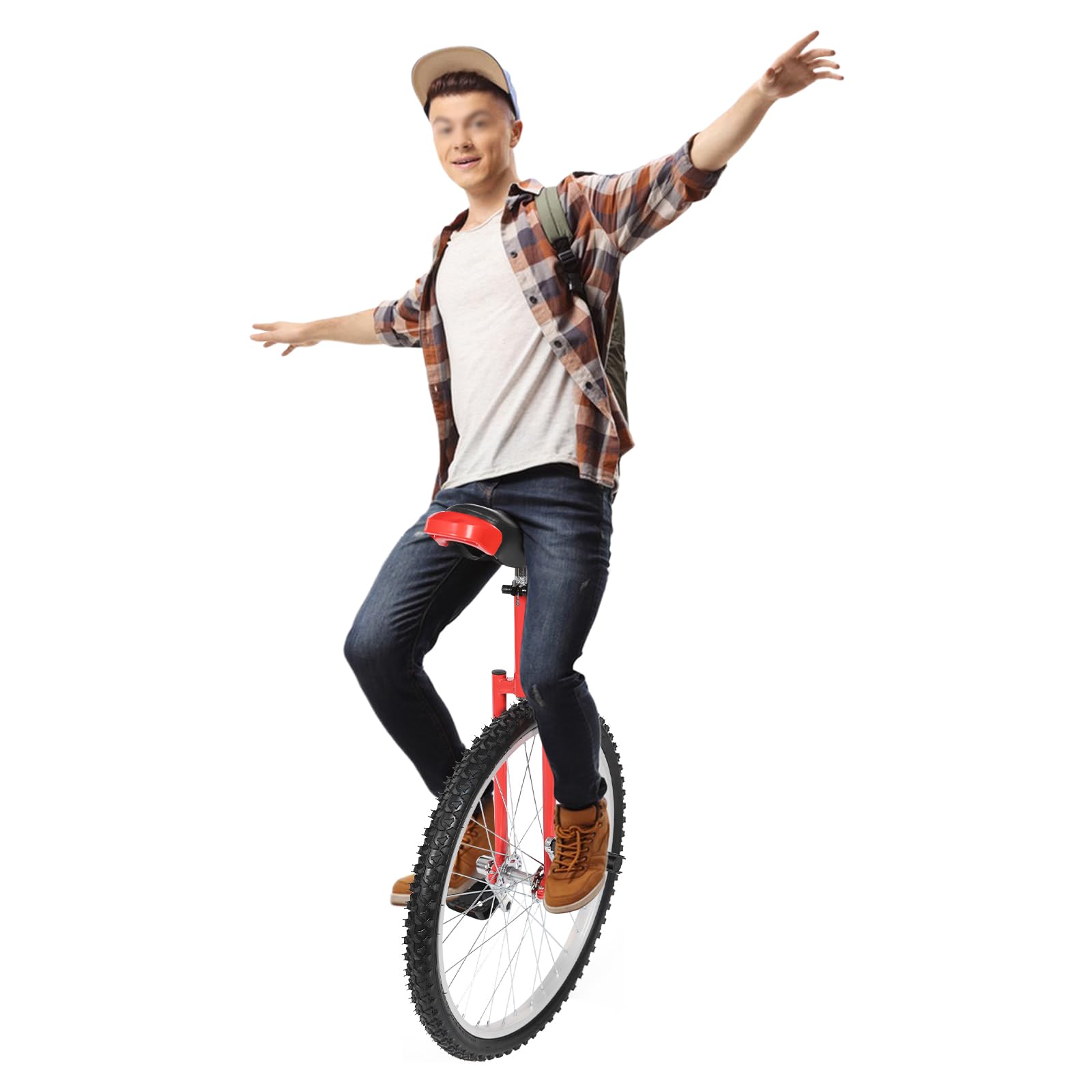 24 Inch Unicycle for Adults - Adjustable Height 32''-37'' with 2 Pedals, 440.9lbs Weight Capacity - Perfect for Outdoor Cycling, Indoor Balance Training & Commuting