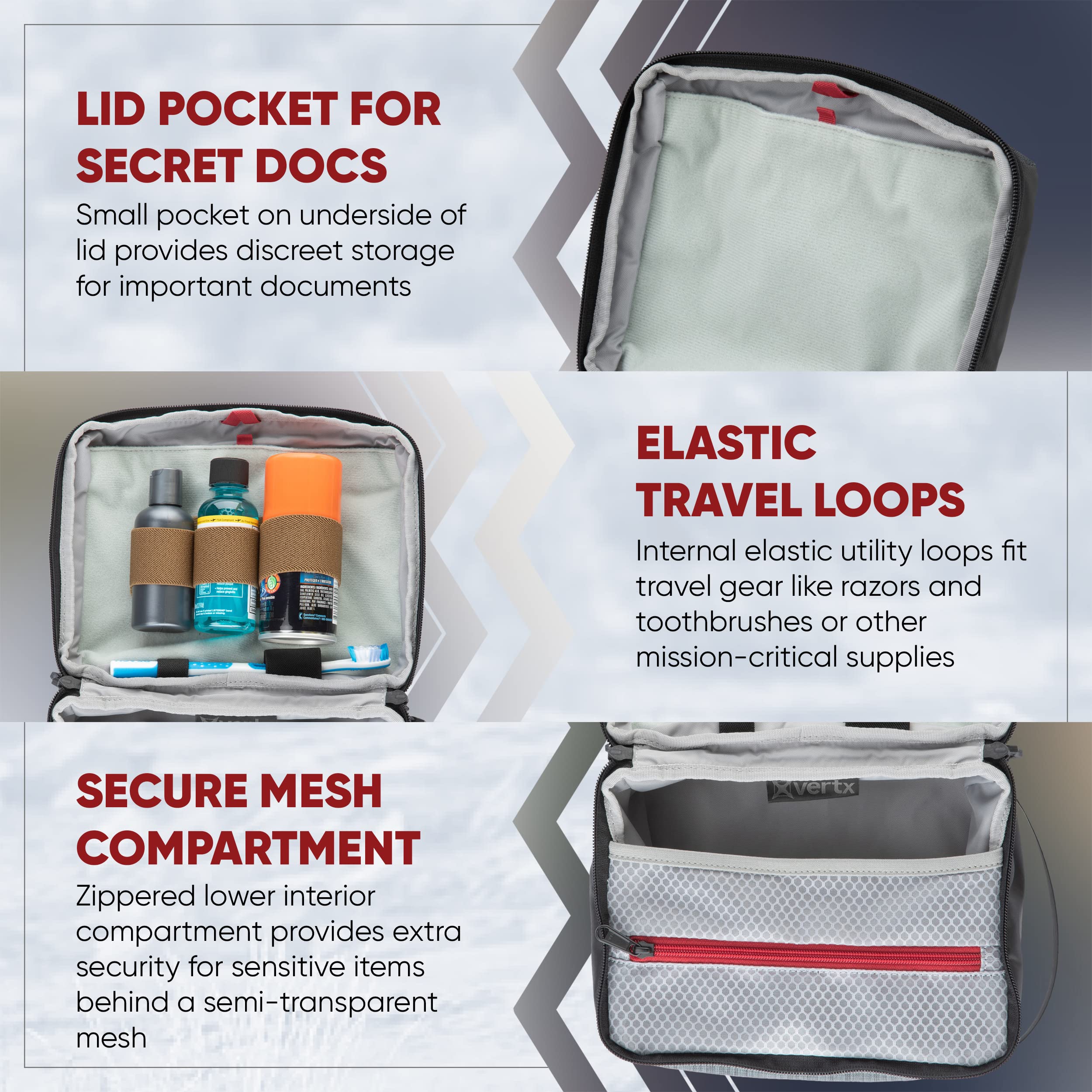 Vertx Contingency Outbound Kit - Tactical Travel Pouch for Hiking, Survival & EDC Essentials | Wipe-Clean Organizer Compatible with Tactigami | Heather Navy/Galaxy Black | Perfect for Outdoor Adventures, Camping & Emergency Preparedness