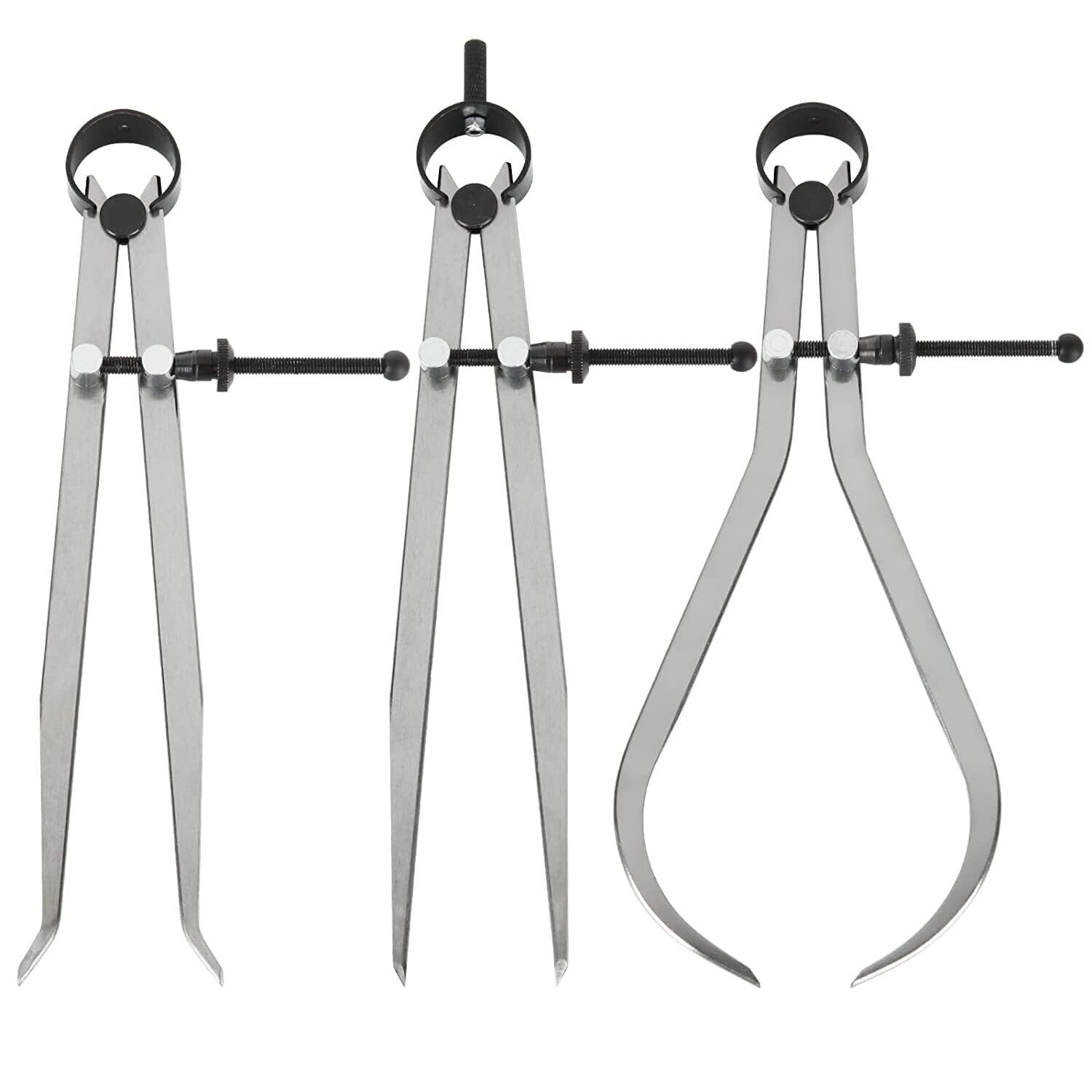 3-Piece Spring Caliper Set - Inside, Outside & Divider Calipers 12 Inch (300mm) Precision Measuring Tools for Metalworking, Woodworking & Engineering | Workshop, Tool Room & DIY Projects