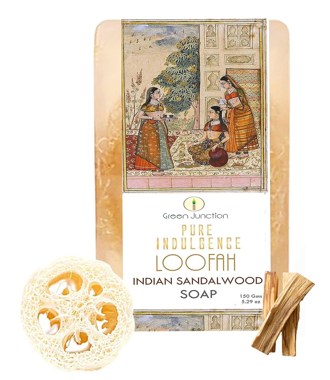 Premium Big Solid Soap Bar Cleanser with Loofah - Indian Sandalwood Scent for Deep Exfoliation & Moisturizing | Perfect for Shower, Bath & Spa Relaxation