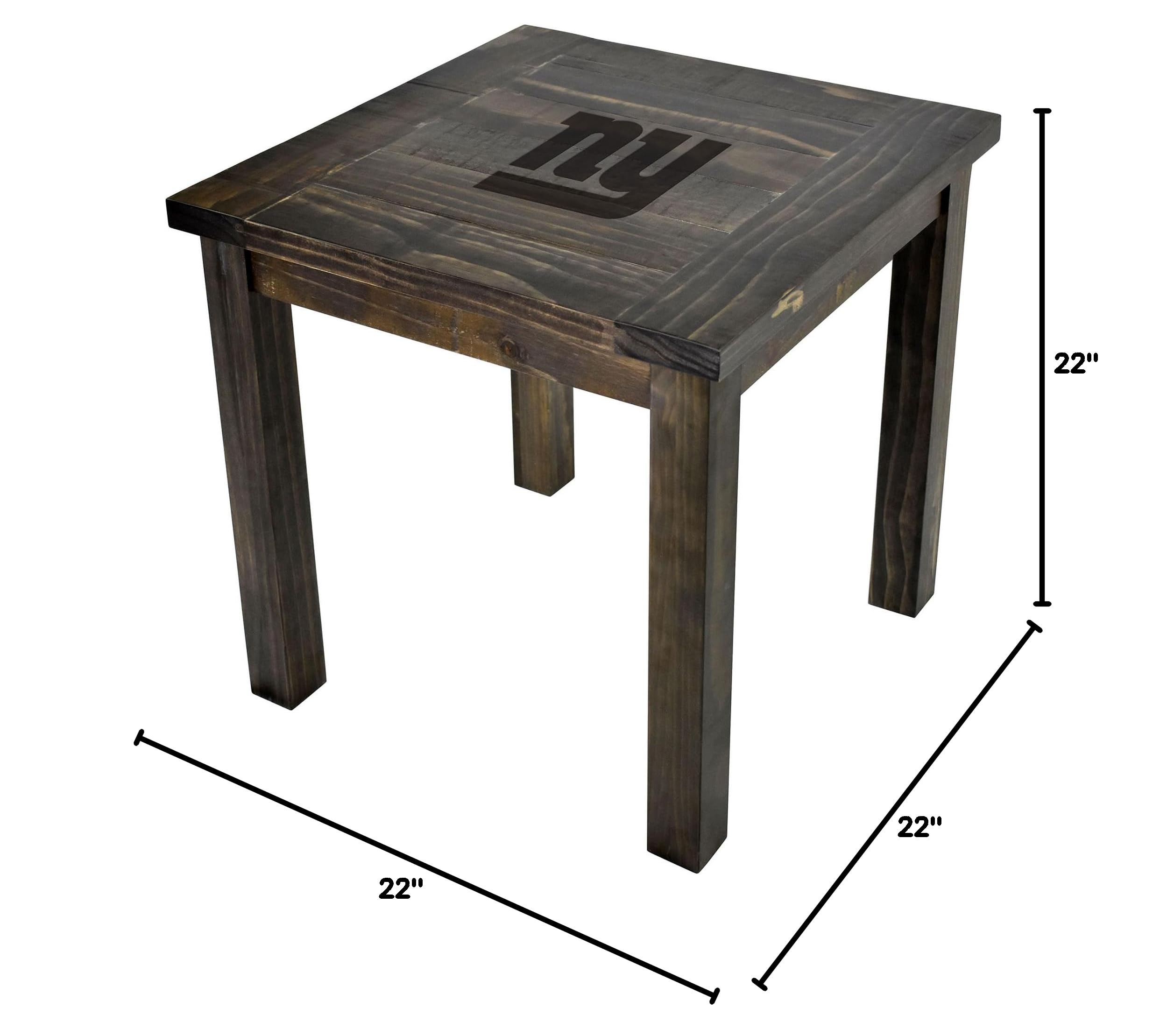 NFL Reclaimed Wood Side Table - Rustic End Table for Living Room, Bedroom, or Man Cave - American Football Decor & Furniture for Sports Fans