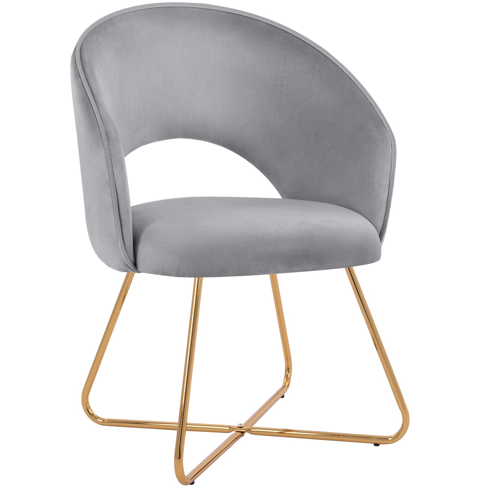 Mid-Century Modern Accent Chair with Gold Legs - Upholstered Armchair for Living Room, Bedroom & Lounge - Light Grey Vanity Side Chair (1pc) - Perfect for Reading Nooks, Home Offices & Guest Rooms