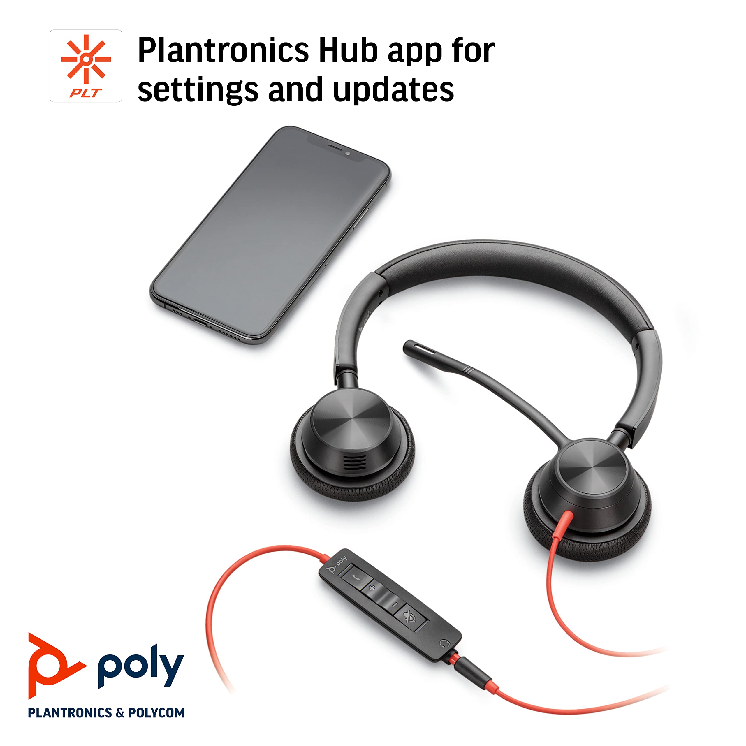 Plantronics Blackwire 3325 Wired Stereo Headset with Boom Mic - USB-A & 3.5mm Dual Connectivity for PC & Mac - Certified for Microsoft Teams, Zoom, Skype - Ideal for Remote Work, Online Meetings & Call Centers