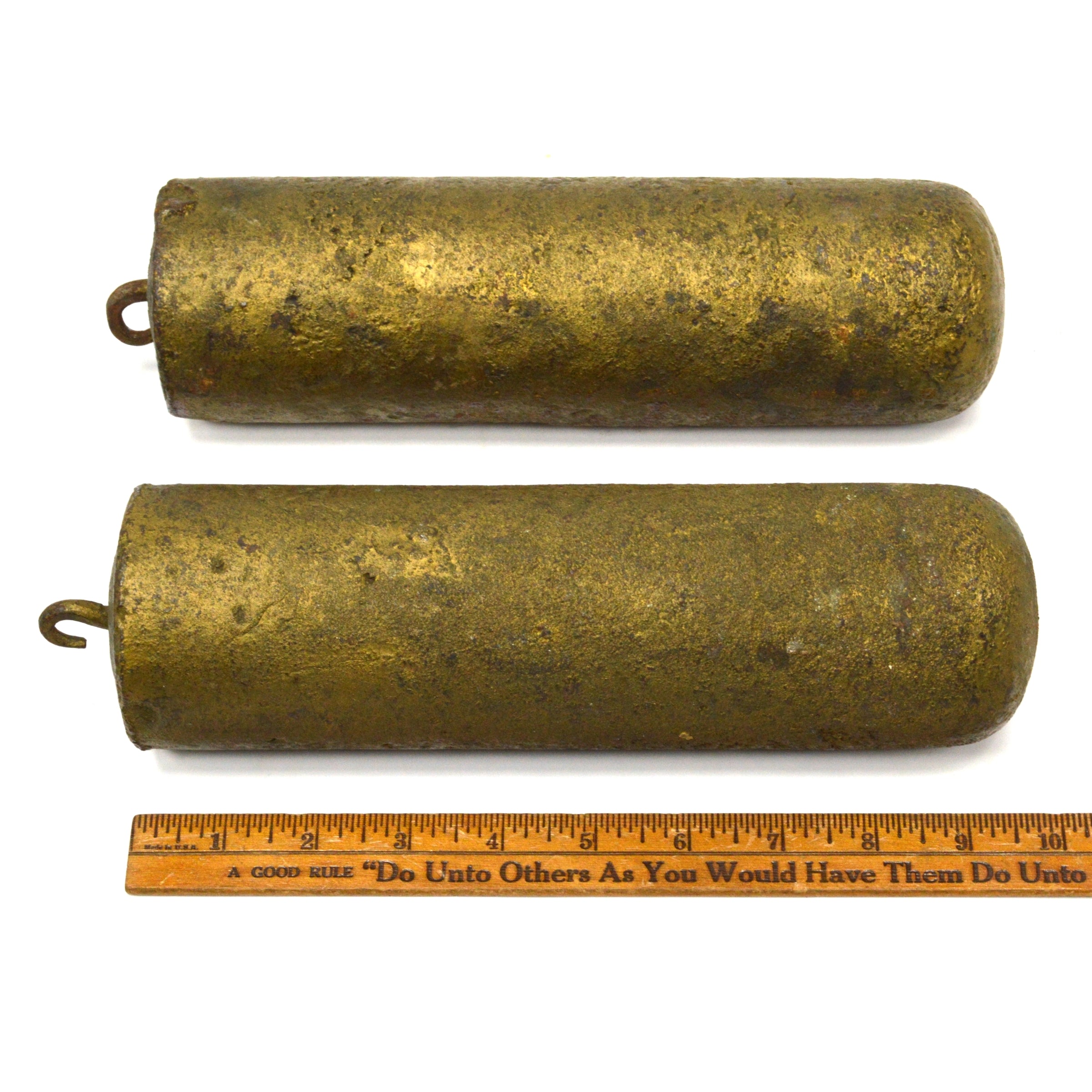 Vintage Cast Iron Clock Weights - Lot of 2 Heavy 10-Cylinder Antique Weights (30 lbs Total) for Grandfather Clocks & Mechanical Timepieces Restoration