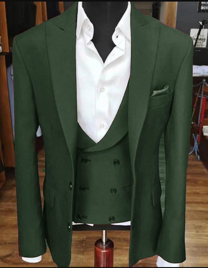 Elegant Wine Red Men's 3-Piece Formal Suit with Peak Lapel - Multi Color Options (PL4226) | Perfect for Weddings, Business Meetings & Special Events