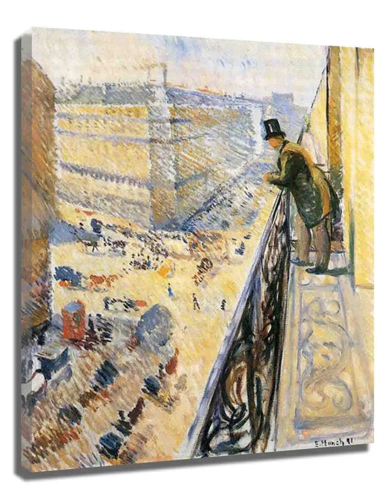 Edvard Munch Expressionist Painting - Framed Canvas Wall Art (70x90cm/28x35in) | Lafayette Street Scene for Bedroom, Living Room & Office Decor | Vintage Home Decorations & Art Prints
