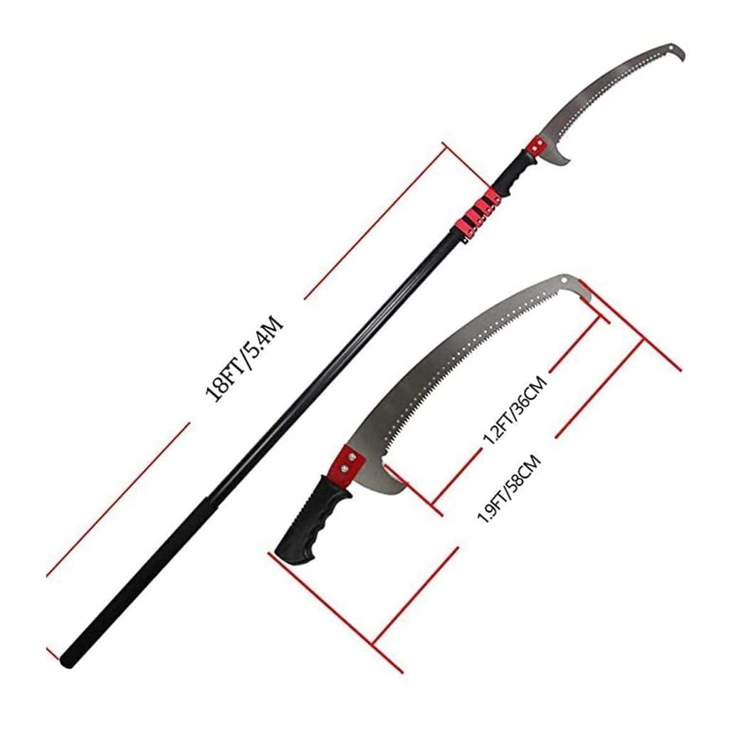 Extendable 18FT Telescopic Pole Saw - 5.4M Pruning Tree Trimmer with Curved Blade for Cutting Branches, Trimming Leaves & Fruit Trees - Perfect for Landscaping, Gardening & Yard Maintenance Tools