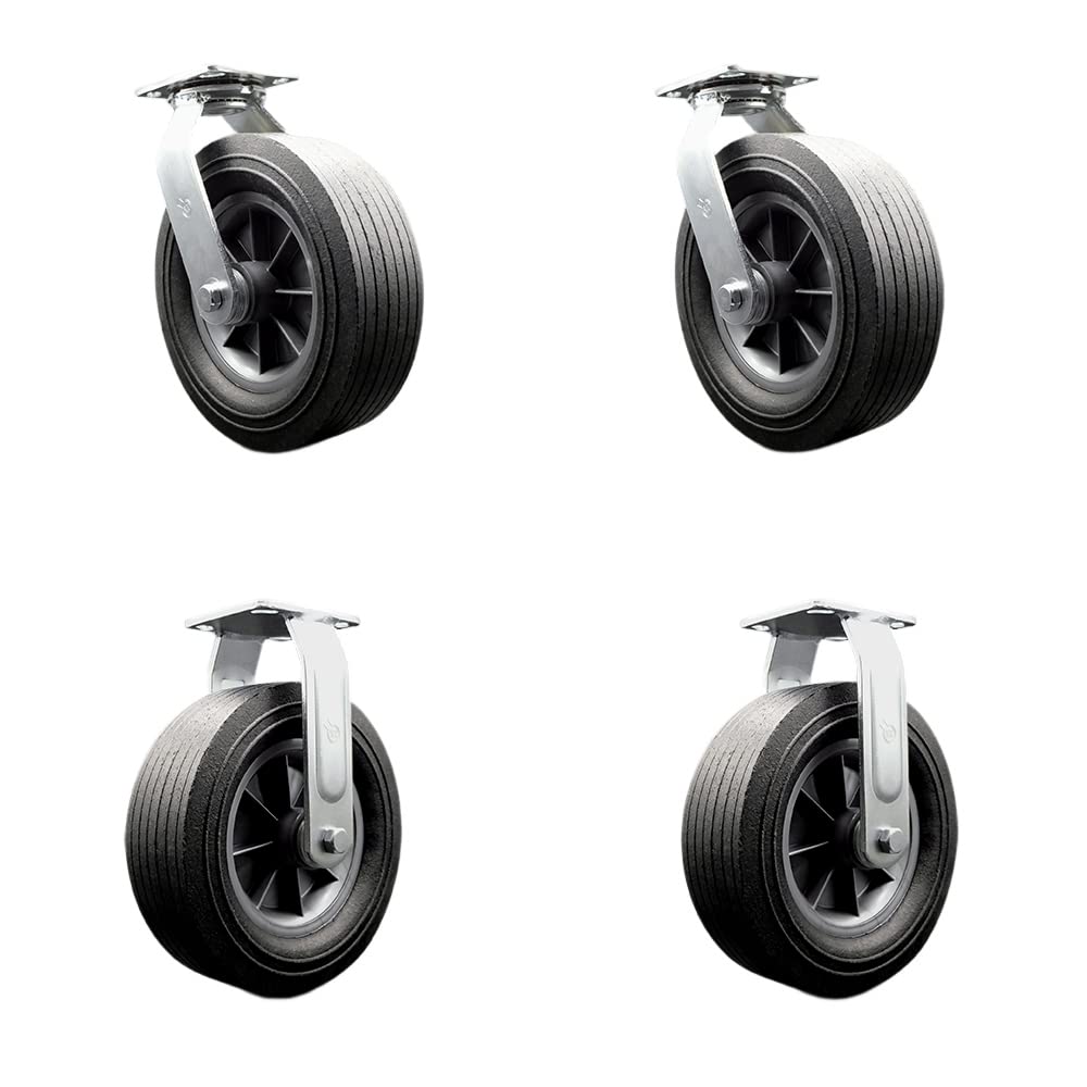 Greenlee GMX Cart Caster Set (CST10) - Heavy Duty Replacement Casters for Material Carts - 2 Swivel & 2 Rigid Semi-Pneumatic Wheels - Set of 4 - Perfect for Workshop, Garage, and Industrial Use