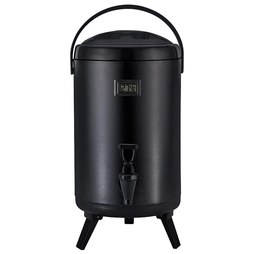 WantJoin 10L Stainless Steel Insulated Beverage Dispenser - Hot & Cold Drink Dispenser with Spigot for Coffee, Tea, Juice, Water - Perfect for Parties, BBQs, and Office Use (Black)