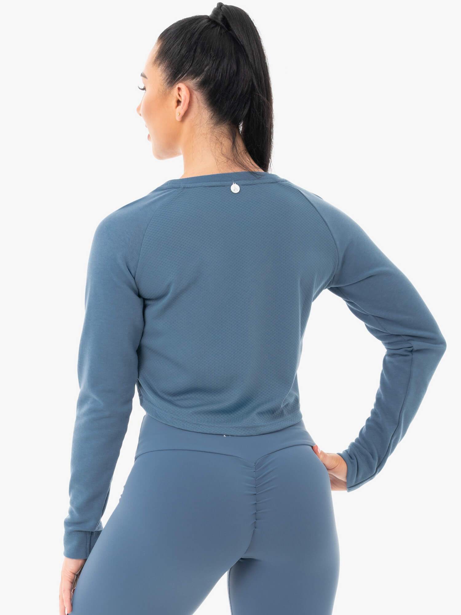 Staples Cropped Sweater - Steel Blue | Women's Casual Pullover for Fall & Winter | Perfect for Office, Date Night & Weekend Outfits
